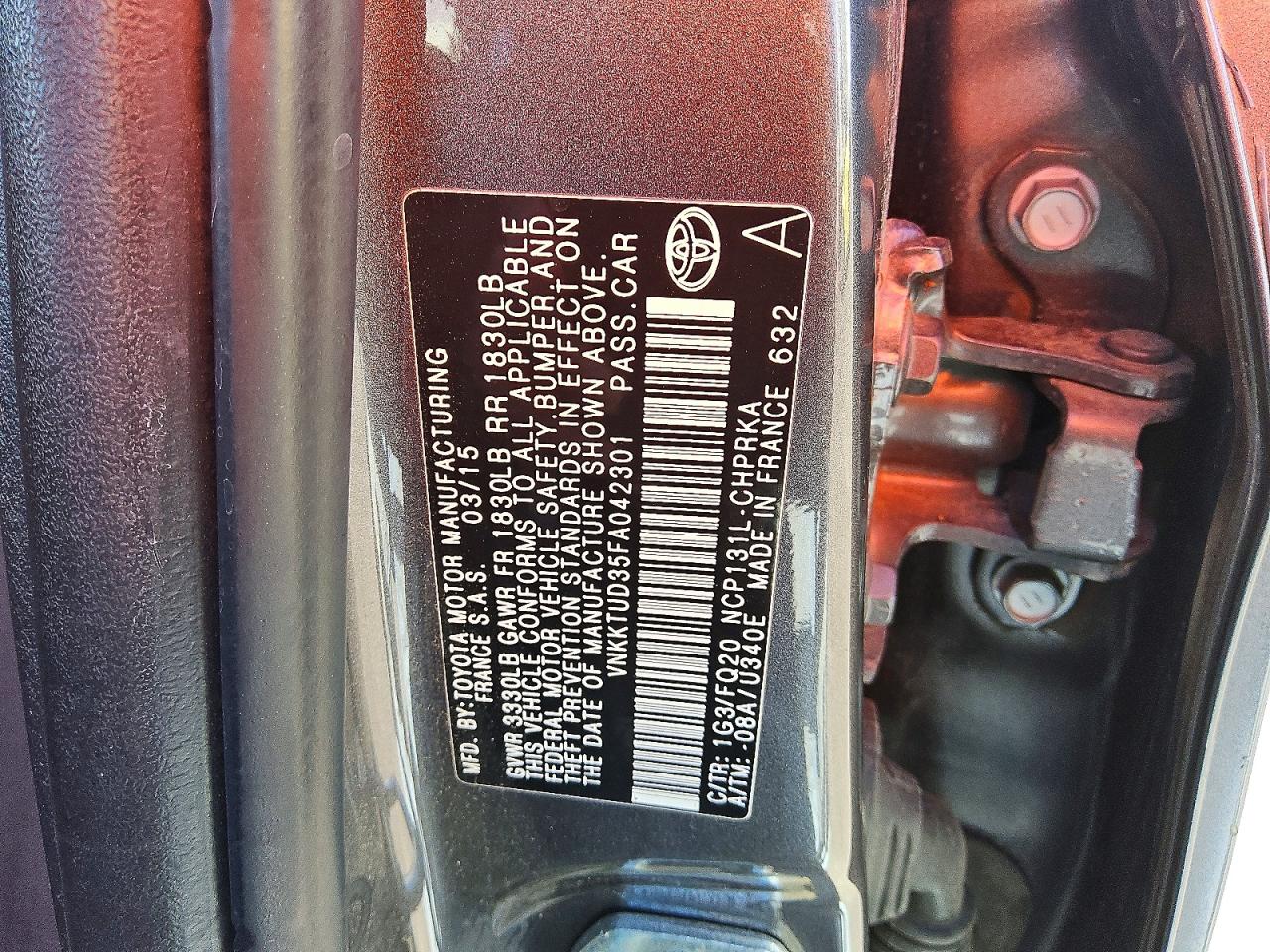 2015 Toyota Yaris 5-door L Black vin: VNKKTUD35FA042301