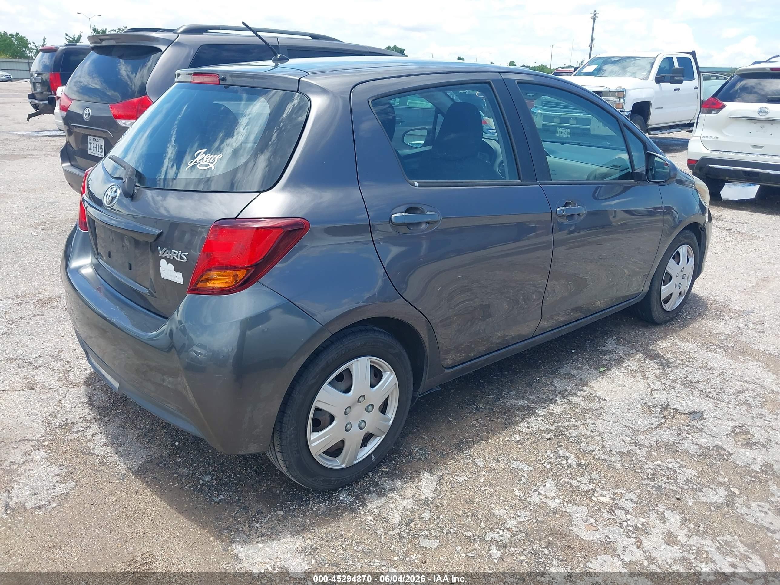 2015 Toyota Yaris L Gray vin: VNKKTUD36FA044090