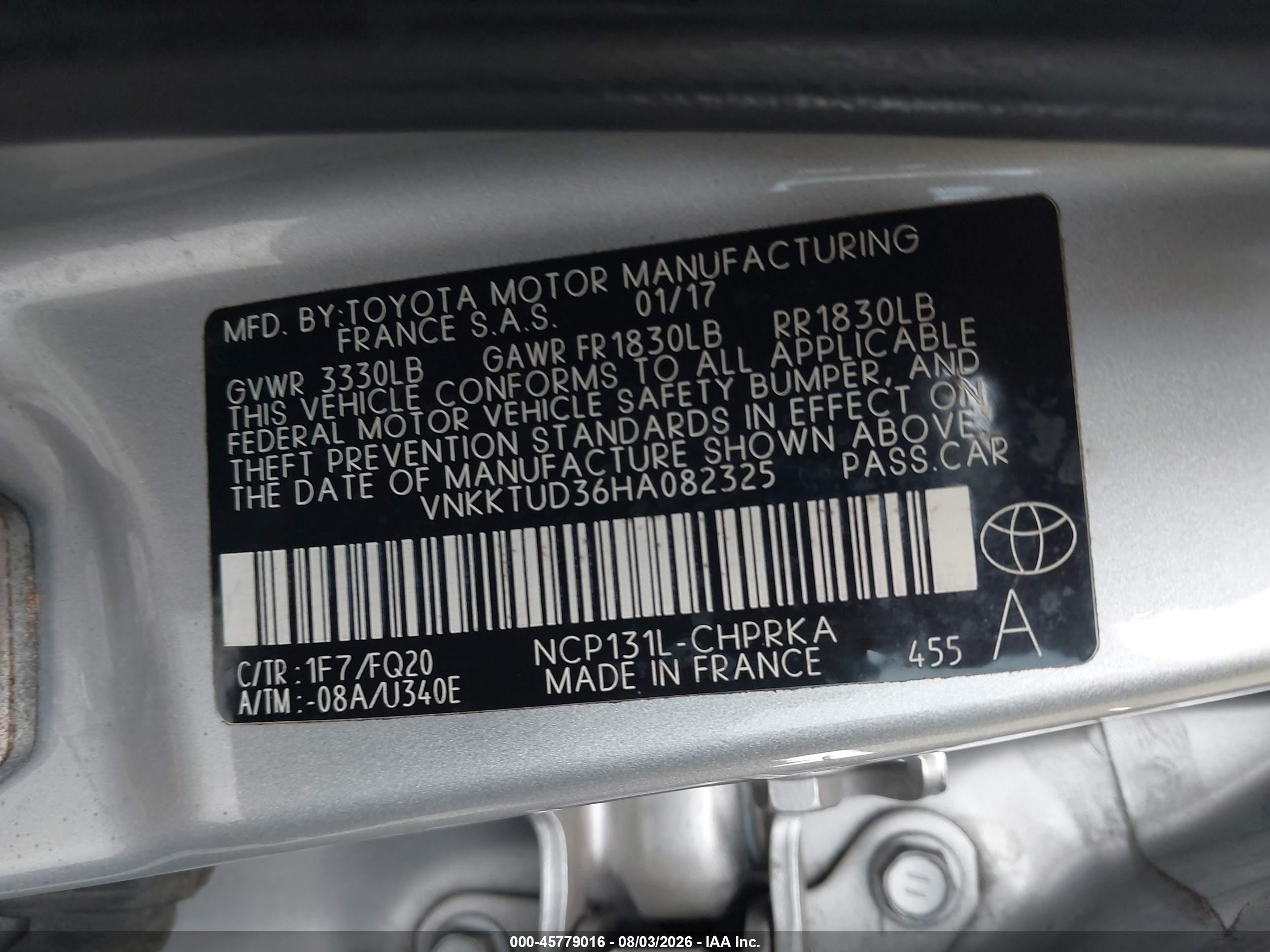 2017 Toyota Yaris L Silver vin: VNKKTUD36HA082325