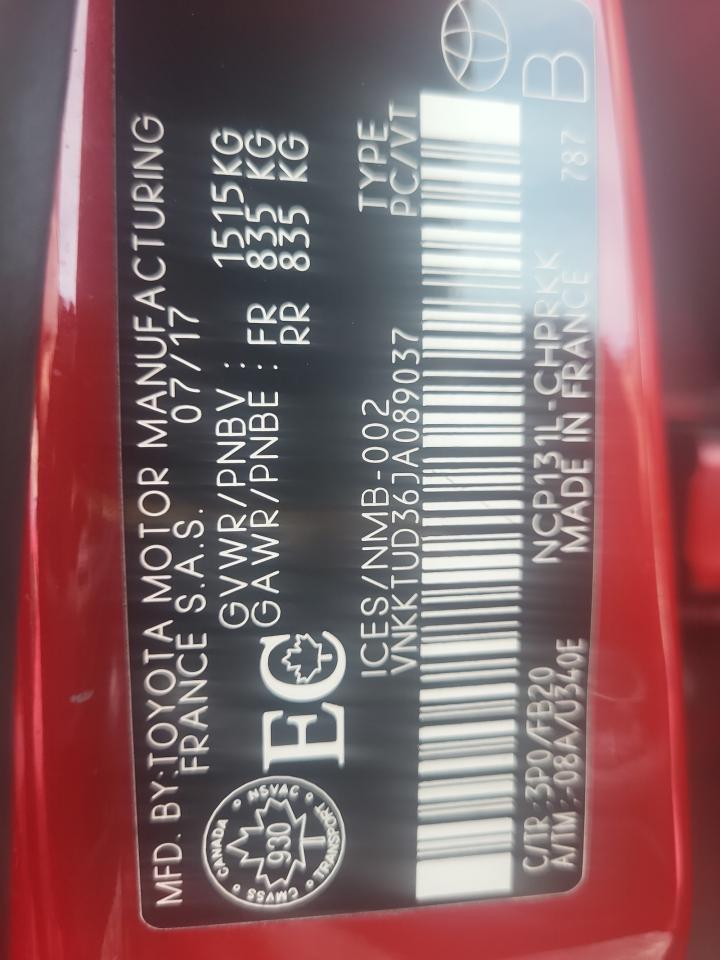 2018 Toyota Yaris L Red vin: VNKKTUD36JA089037