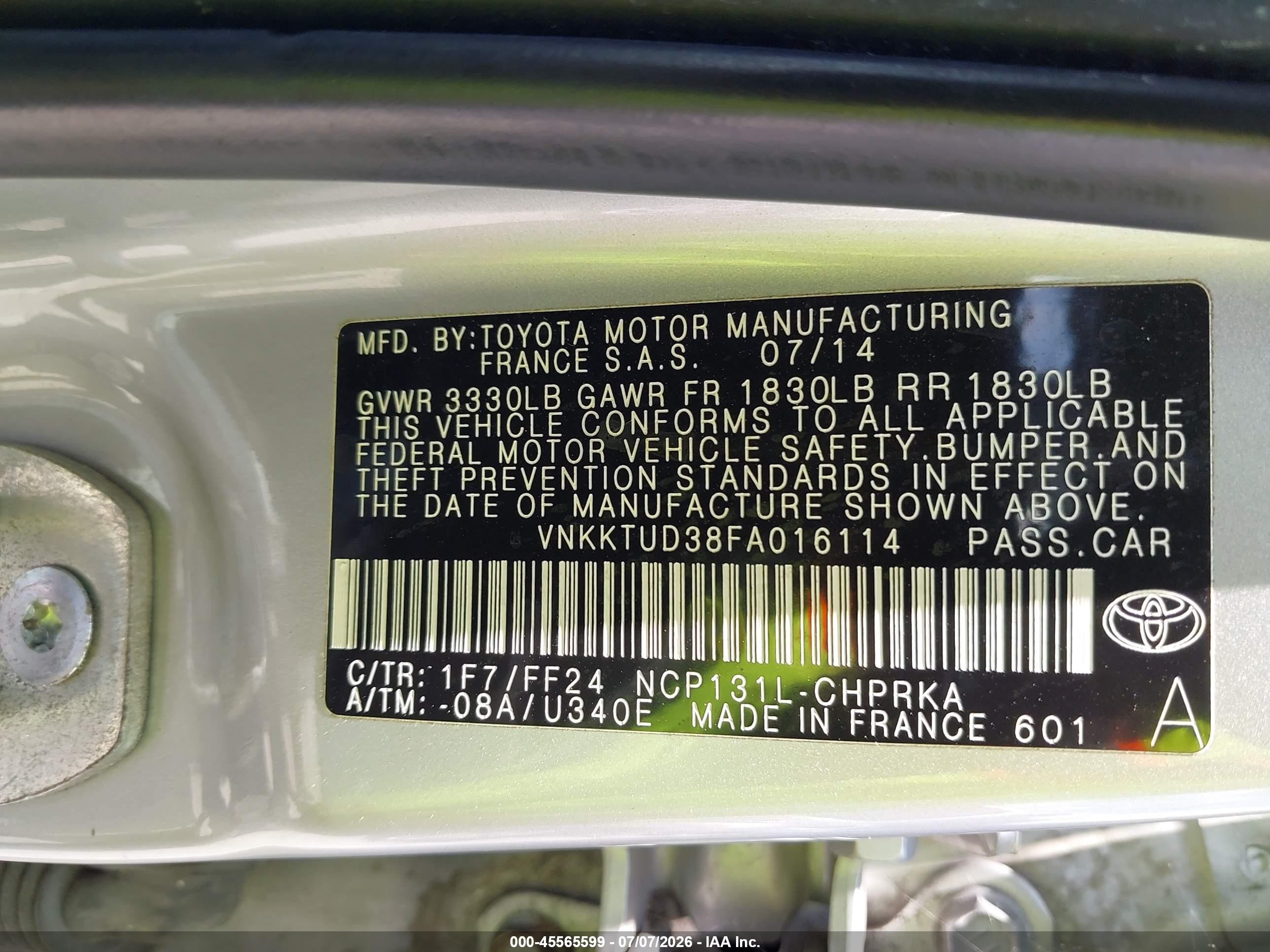 2015 Toyota Yaris Se Silver vin: VNKKTUD38FA016114