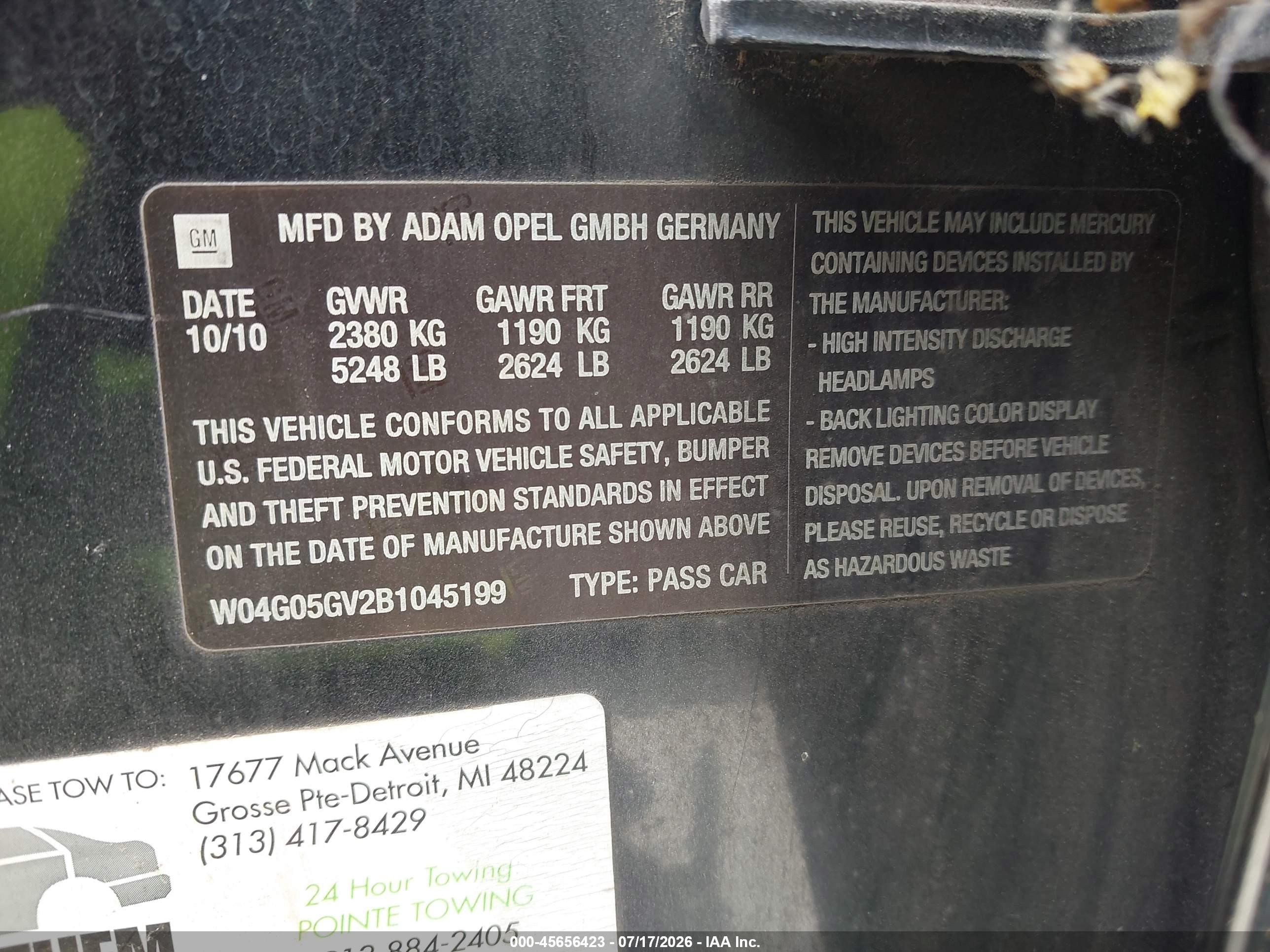 2011 Buick Regal Cxl Turbo Russelsheim Black vin: W04G05GV2B1045199