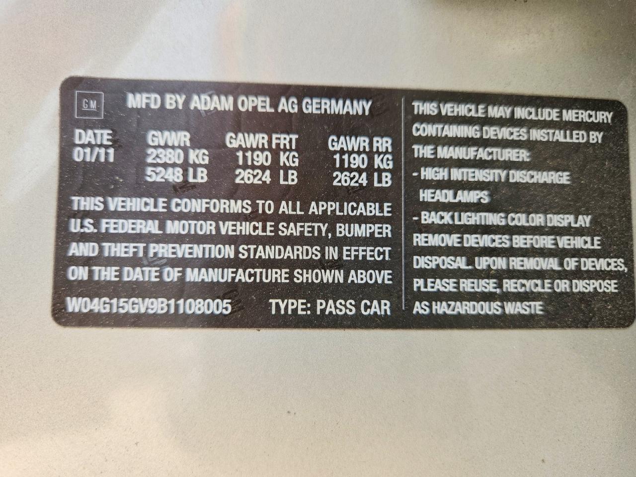 2011 Buick Regal Cxl Tan vin: W04G15GV9B1108005