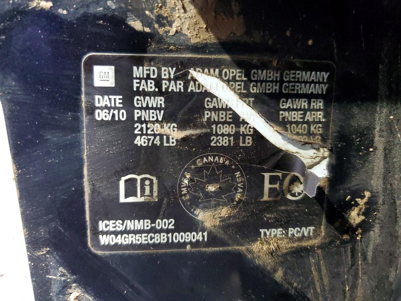 2011 Buick Regal Cxl Charcoal vin: W04GR5EC8B1009041