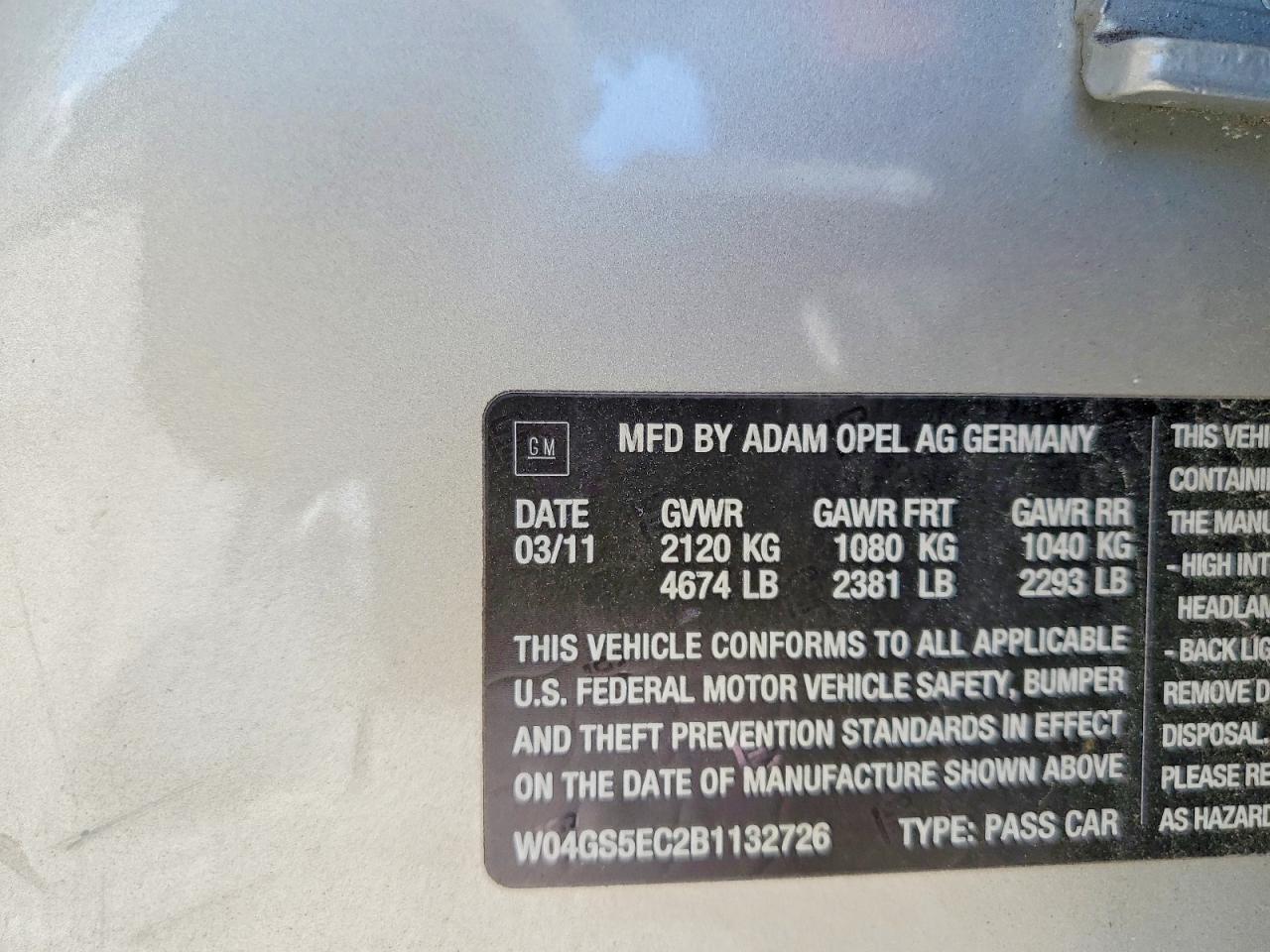 2011 Buick Regal Cxl Silver vin: W04GS5EC2B1132726