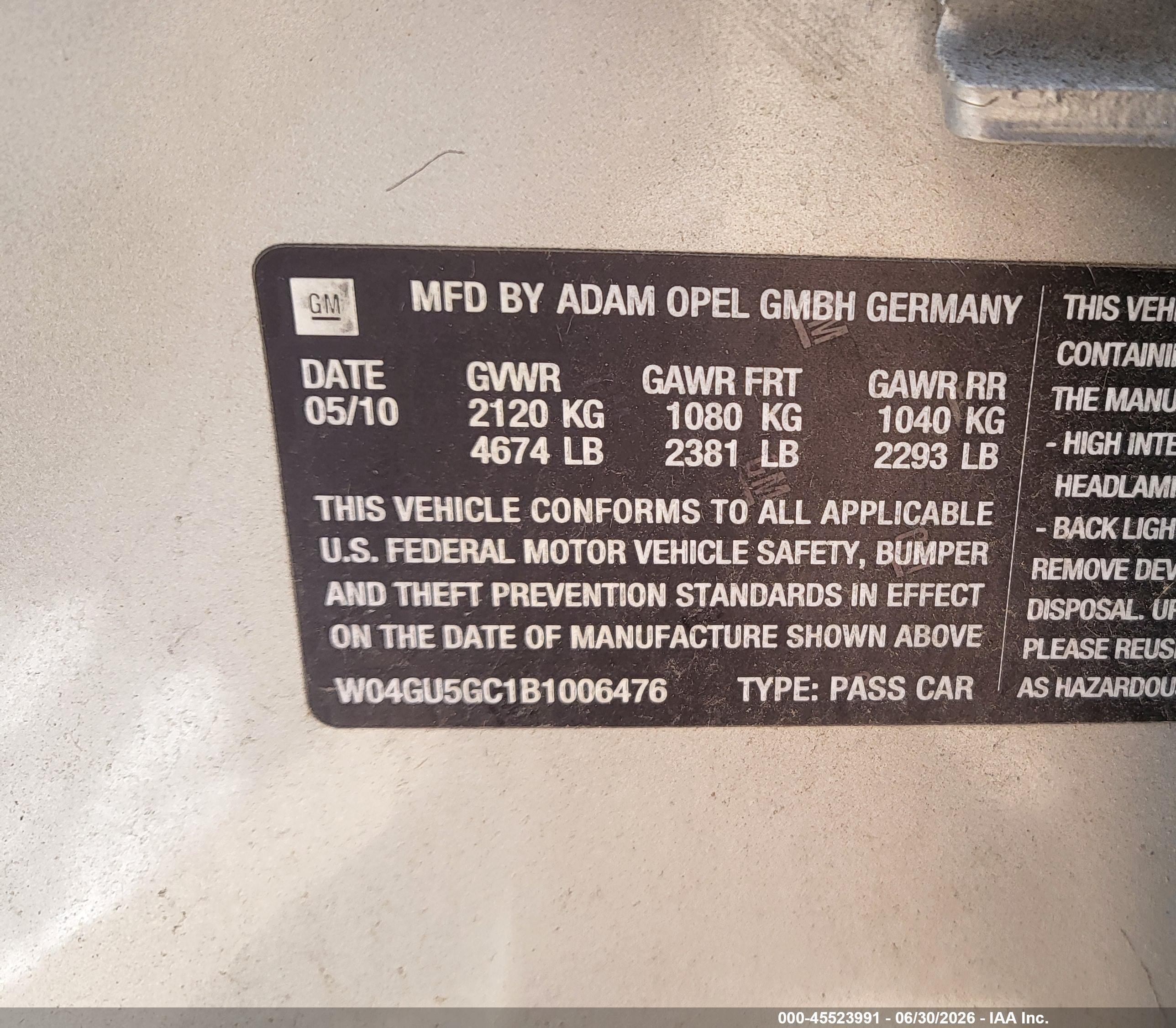2011 Buick Regal Cxl Russelsheim Silver vin: W04GU5GC1B1006476
