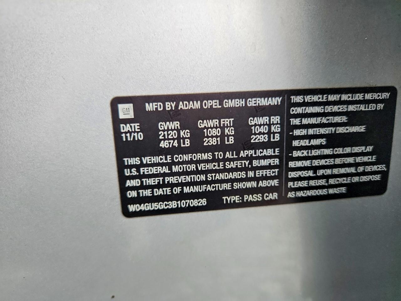 2011 Buick Regal Cxl Silver vin: W04GU5GC3B1070826