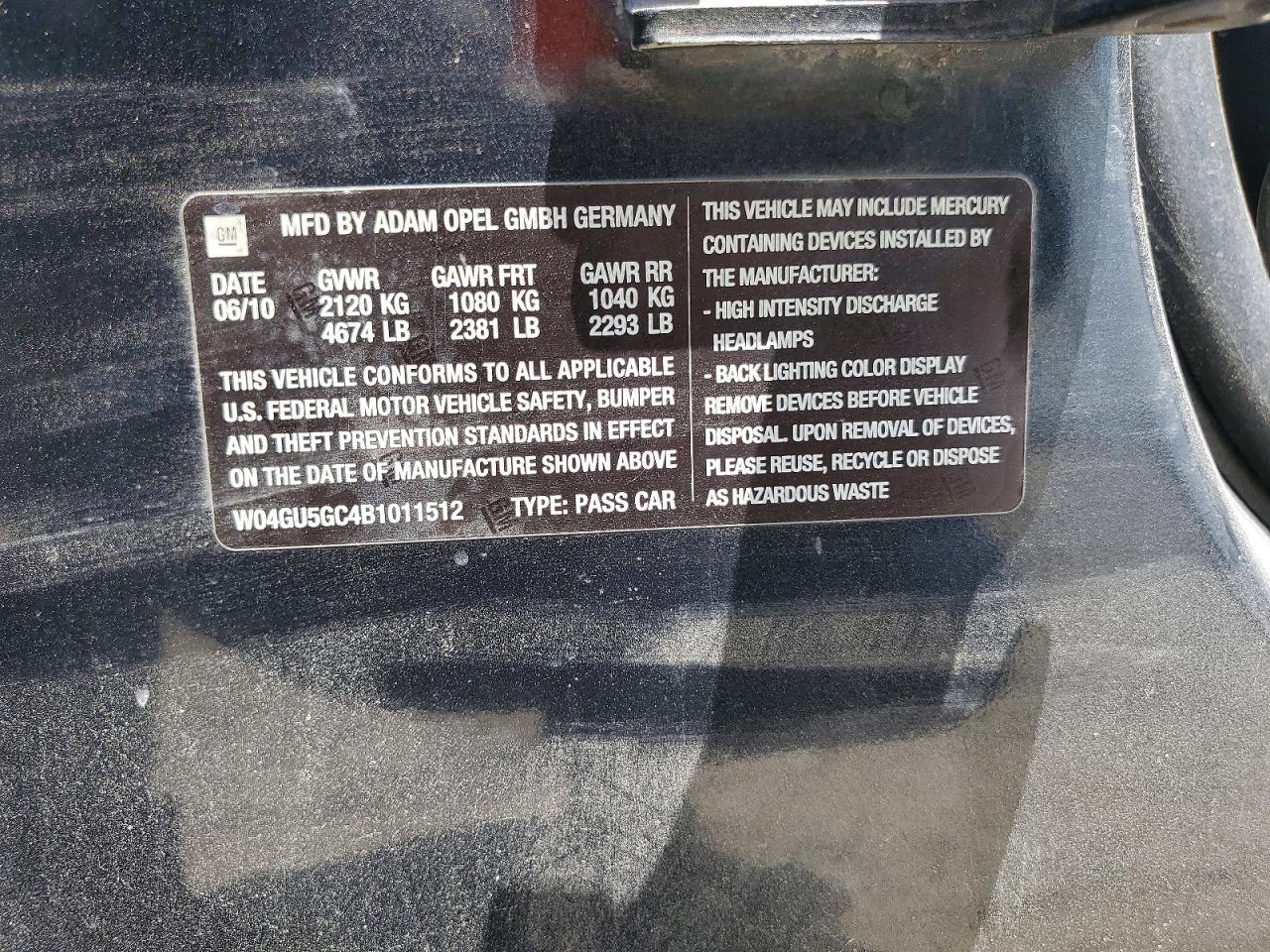 2011 Buick Regal Cxl Black vin: W04GU5GC4B1011512