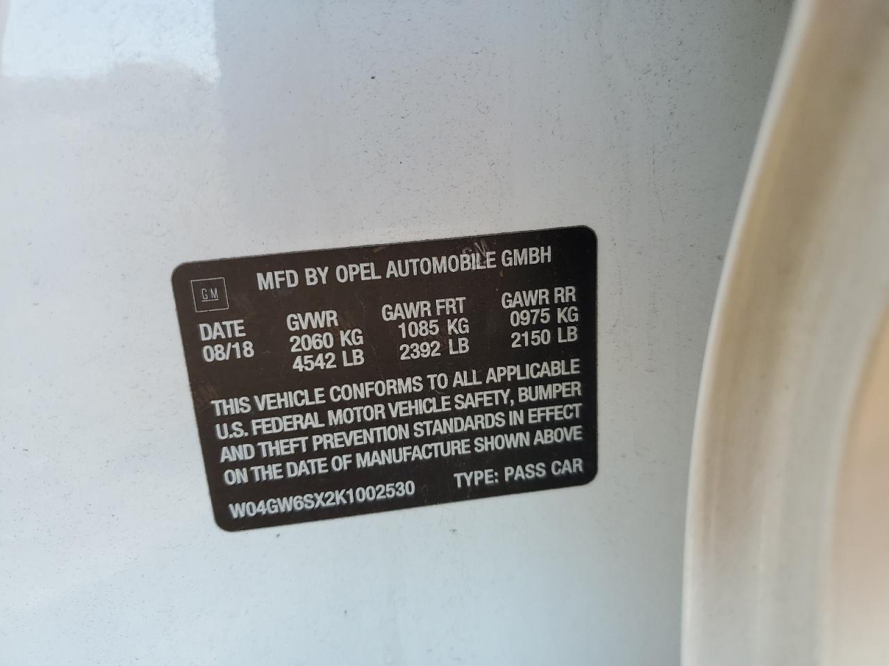 2019 Buick Regal Avenir White vin: W04GW6SX2K1002530