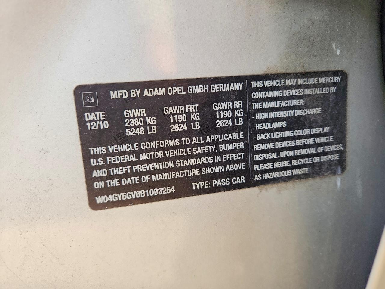 2011 Buick Regal Cxl Silver vin: W04GY5GV6B1093264