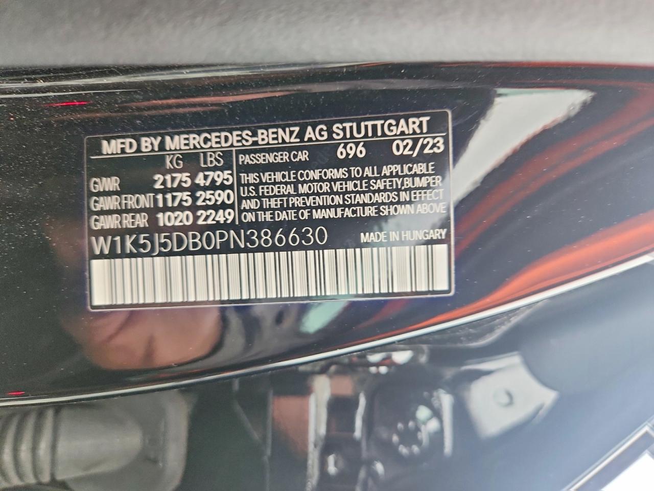 2023 Mercedes-benz Cla 45 Amg Black vin: W1K5J5DB0PN386630