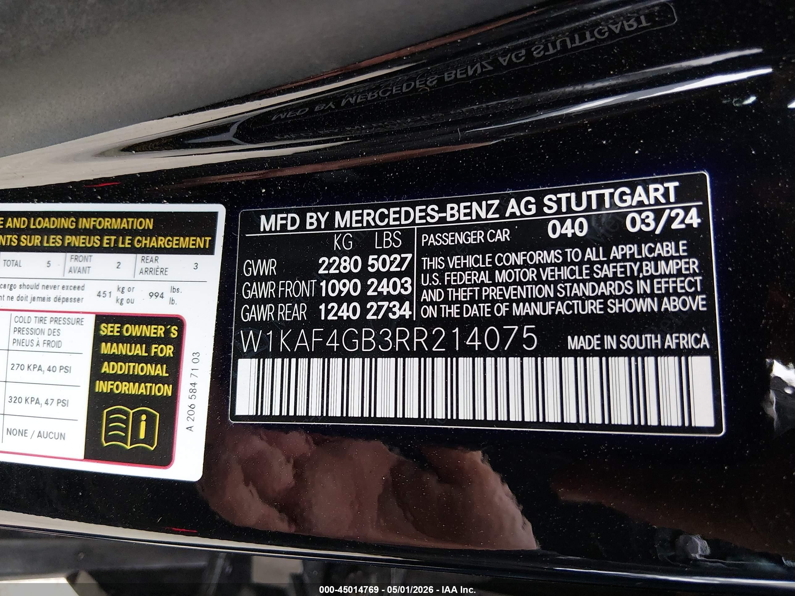 2024 Mercedes-benz C 300   Черный vin: W1KAF4GB3RR214075