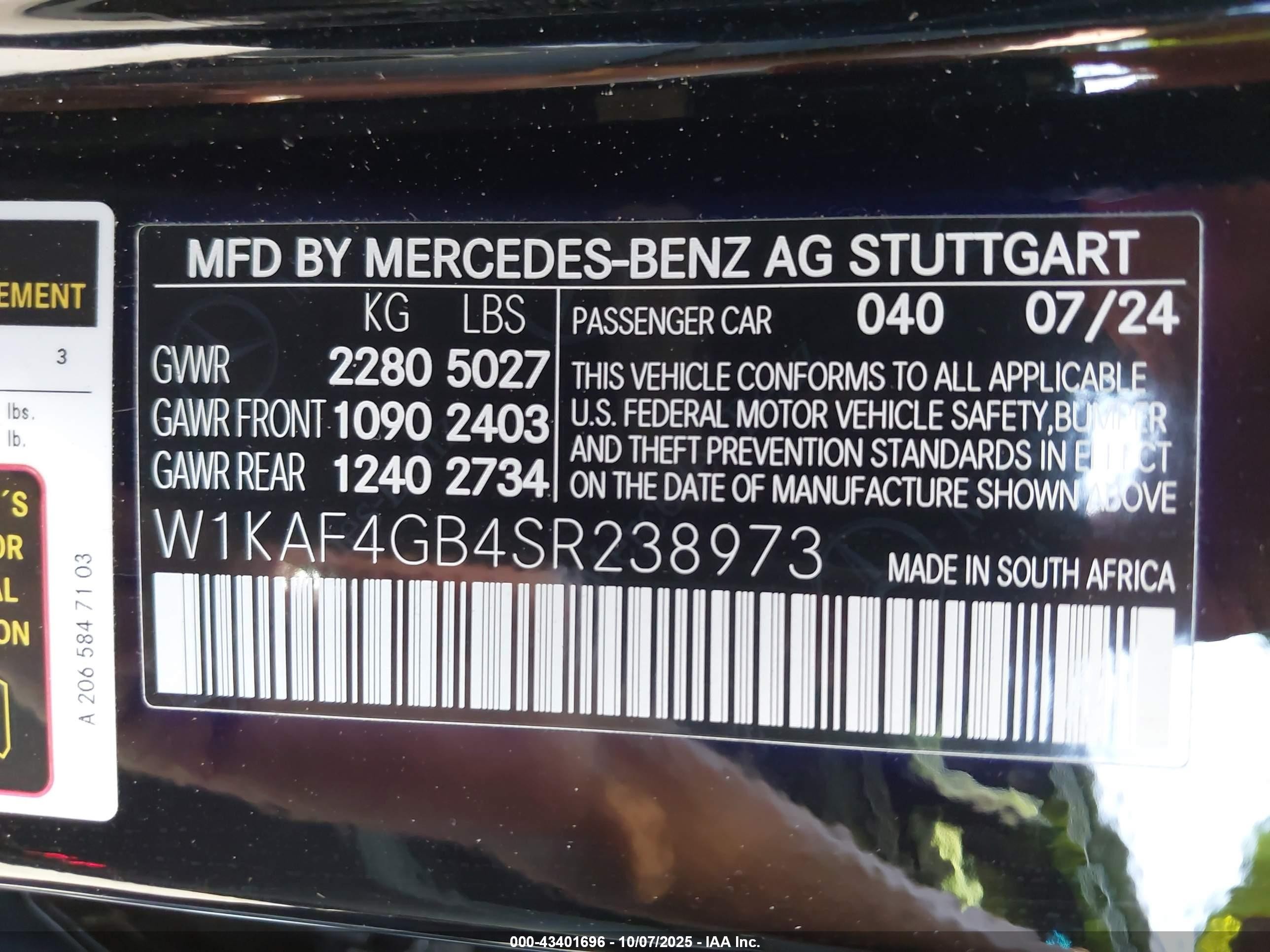 2025 Mercedes-benz C 300   Black vin: W1KAF4GB4SR238973