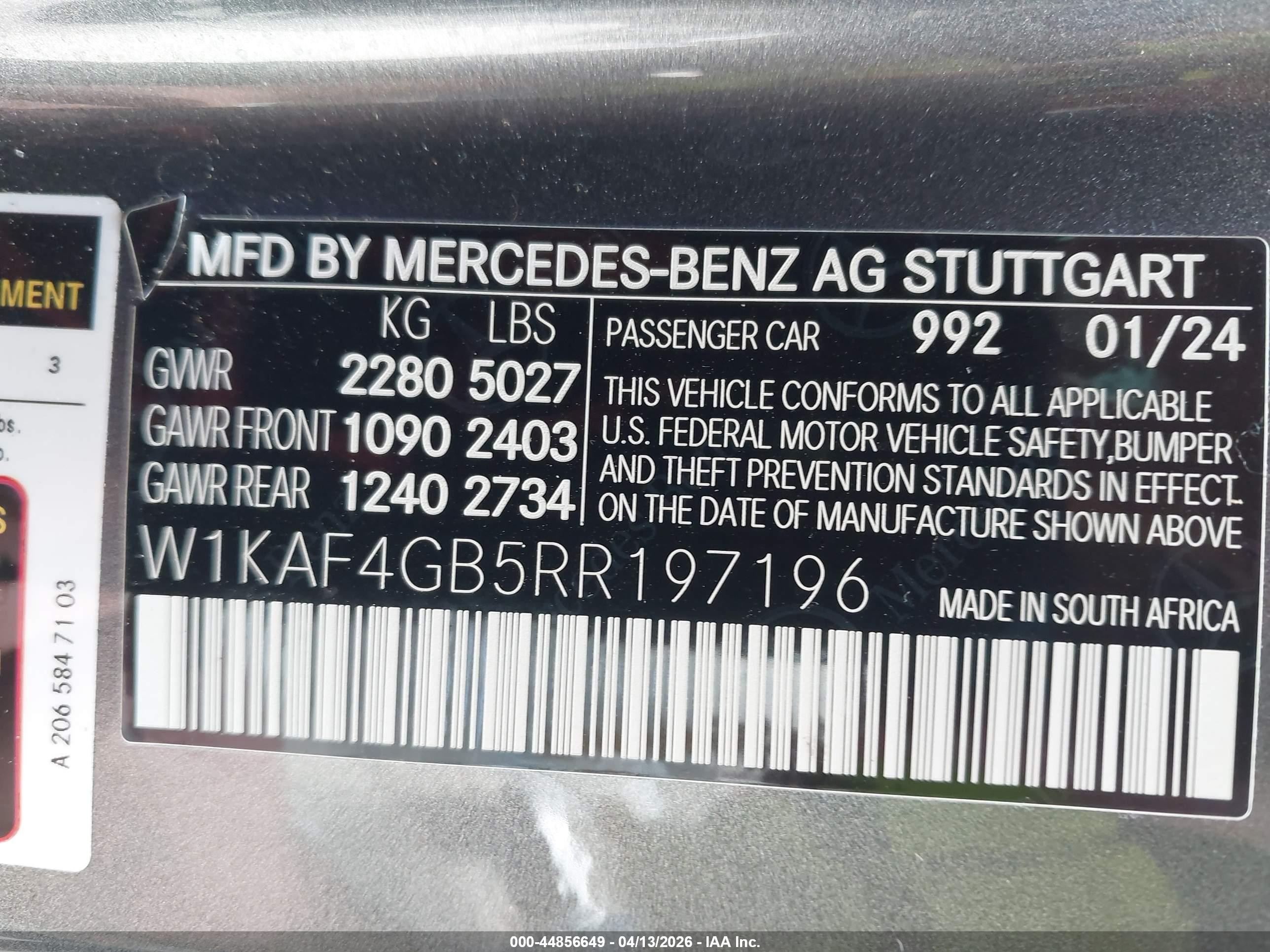 2024 Mercedes-benz C 300   Серый vin: W1KAF4GB5RR197196