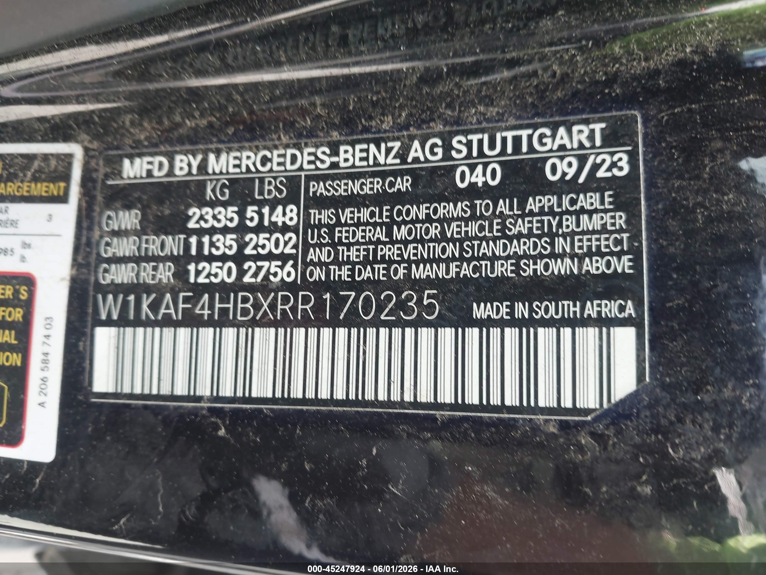 2024 Mercedes-benz C 300   Черный vin: W1KAF4HBXRR170235