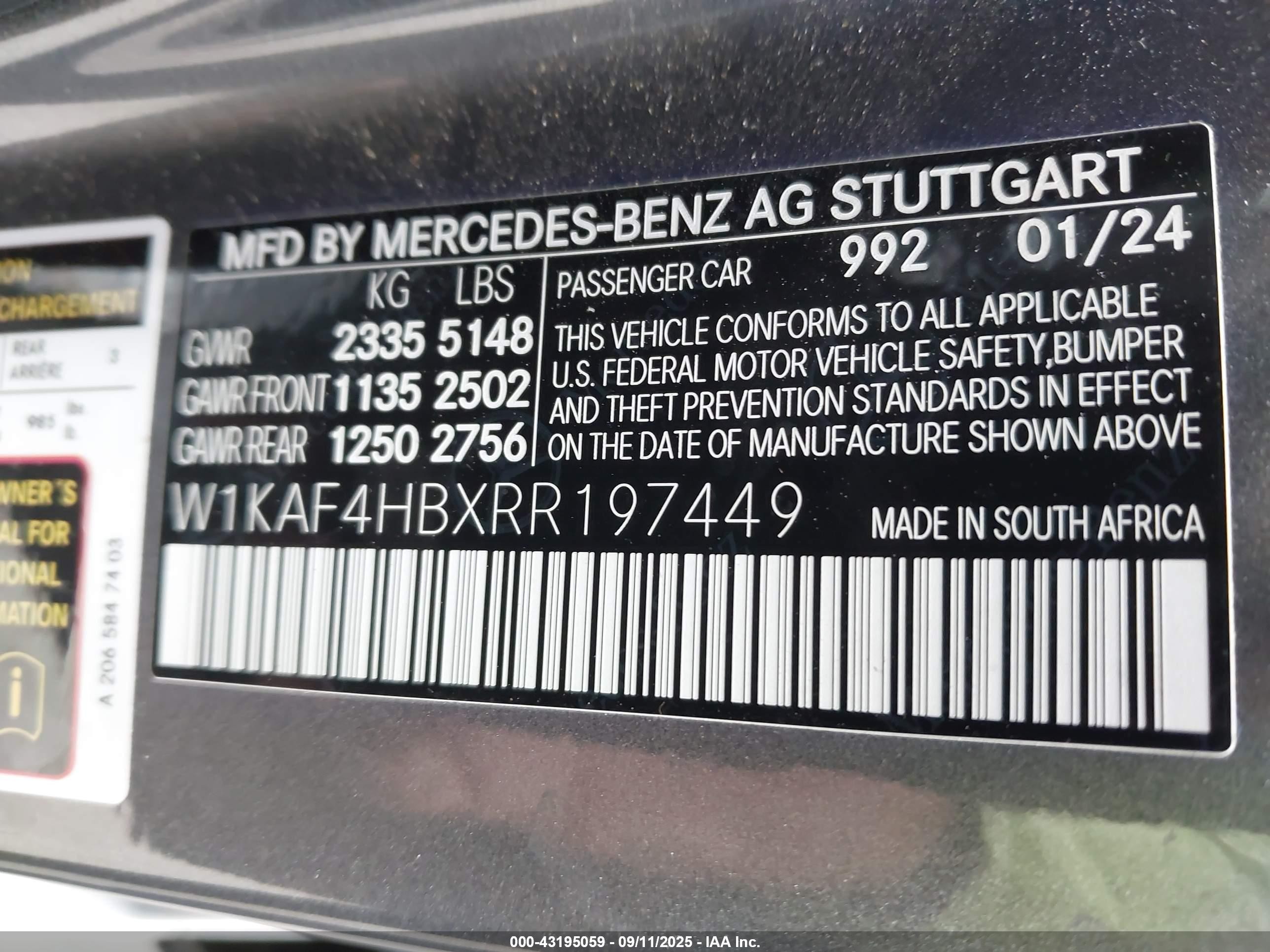 2024 Mercedes-benz C 300   Gray vin: W1KAF4HBXRR197449