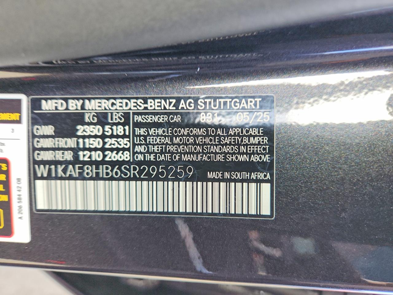 2025 Mercedes-benz C 43 Amg Угольный vin: W1KAF8HB6SR295259