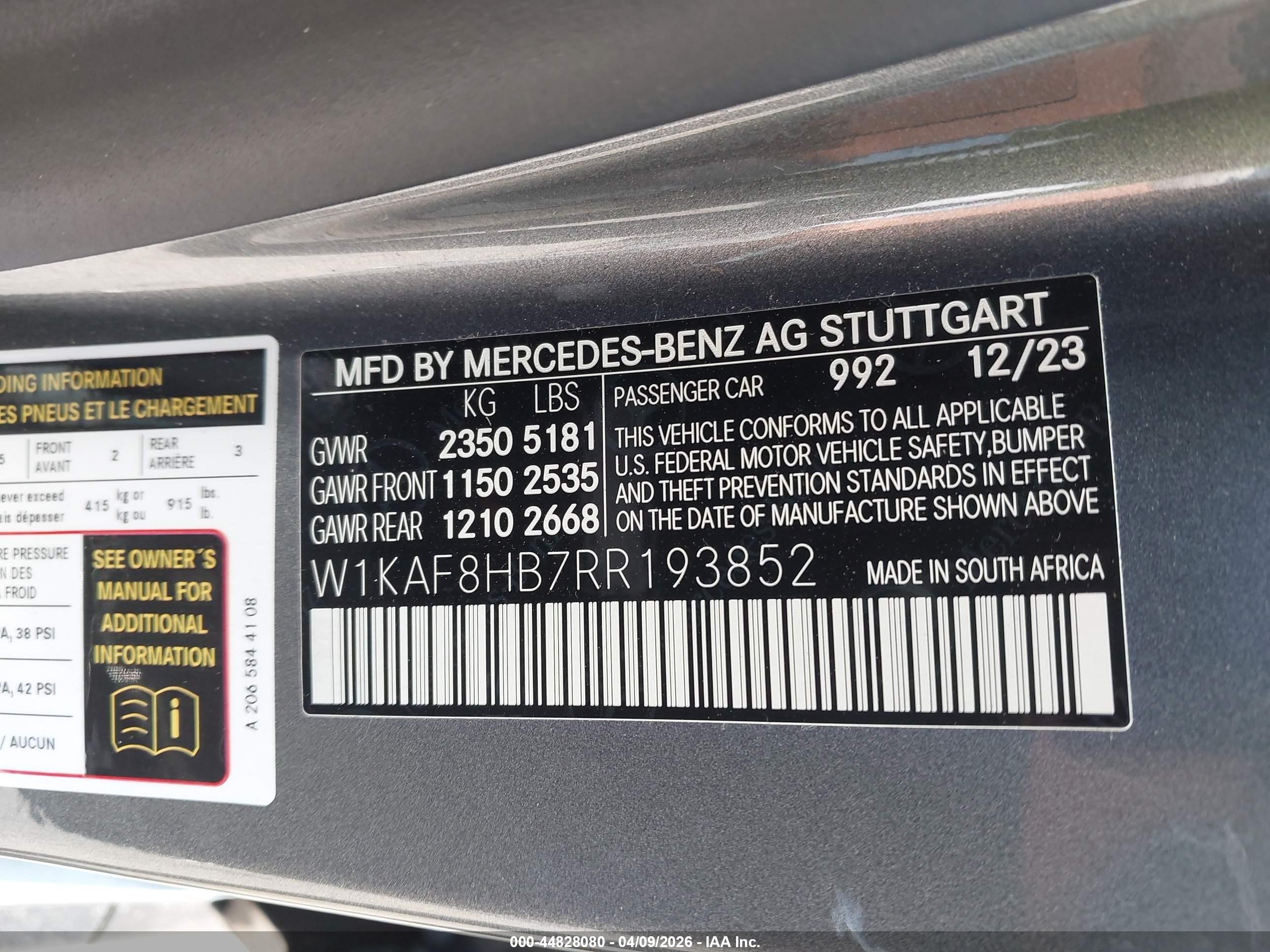 2024 Mercedes-benz Amg C 43 4matic Gray vin: W1KAF8HB7RR193852