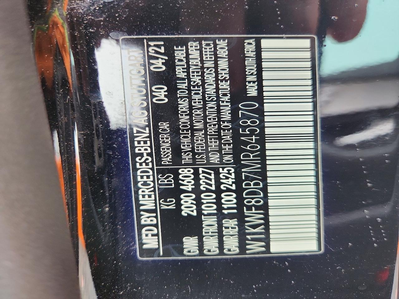 2021 Mercedes-benz C 300 Черный vin: W1KWF8DB7MR645870