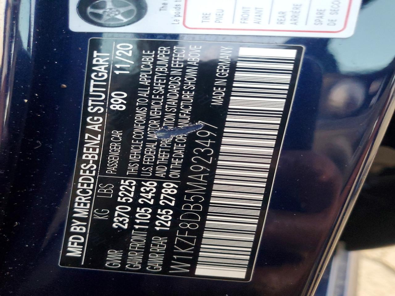 2021 Mercedes-benz 350 Blue vin: W1KZF8DB5MA923497