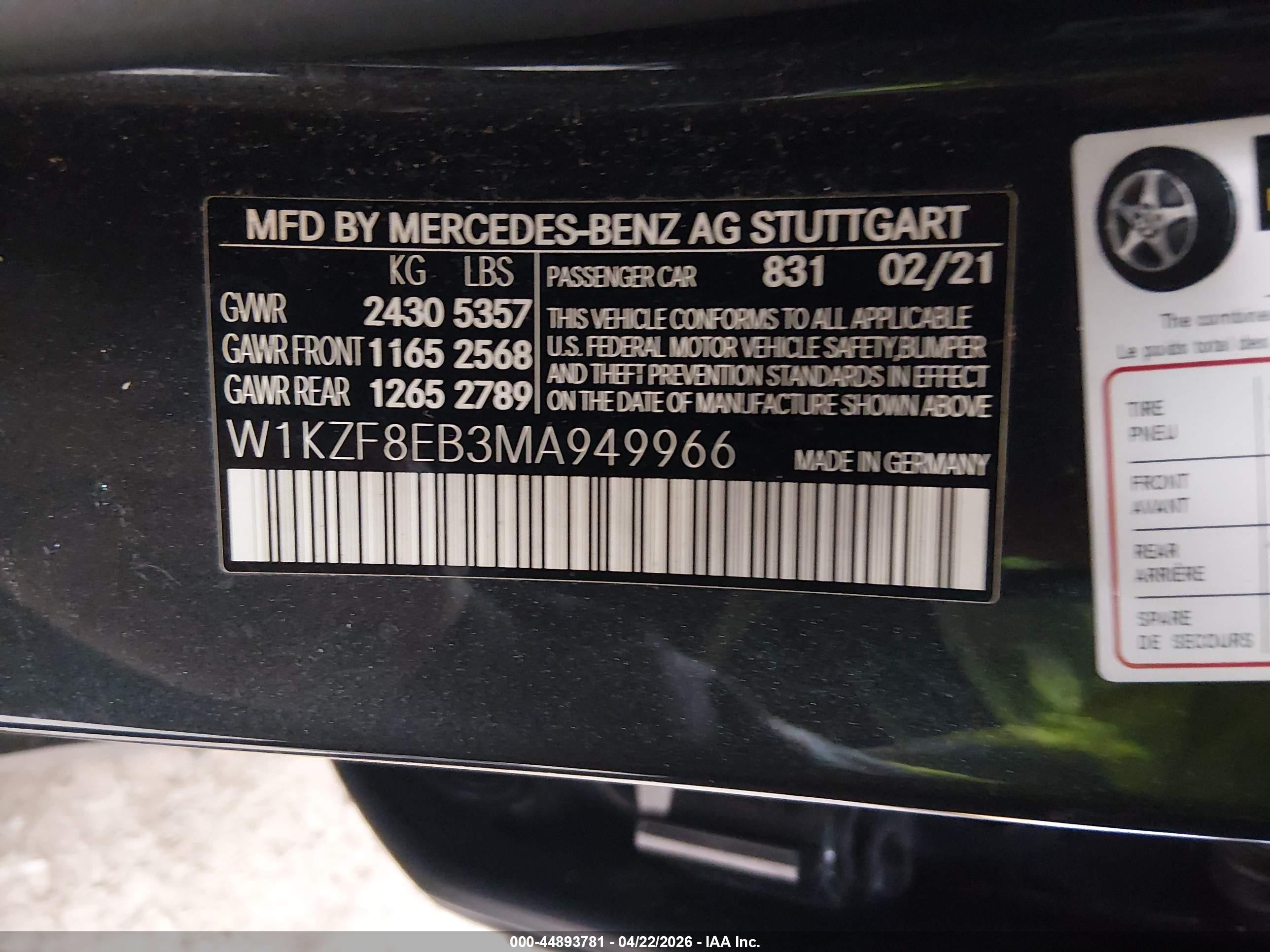 2021 Mercedes-benz E 350 4matic Gray vin: W1KZF8EB3MA949966