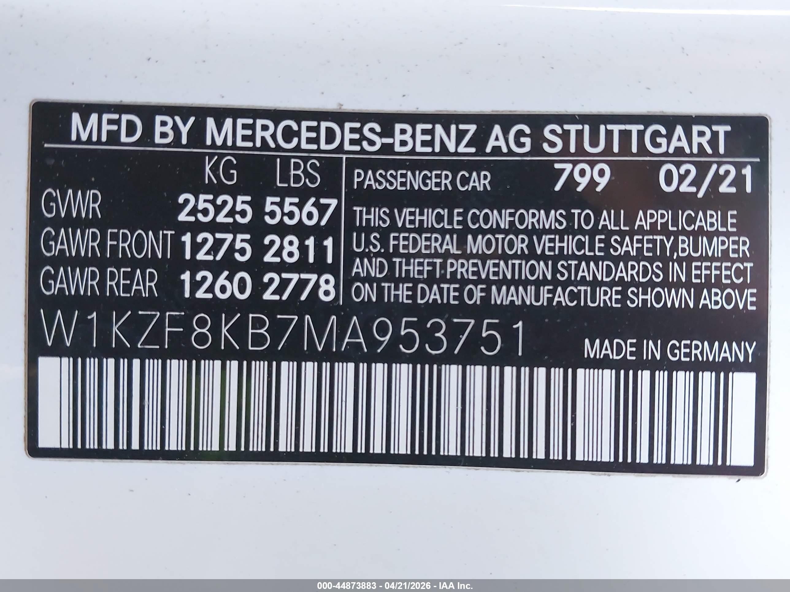 2021 Mercedes-benz Amg E 63 S 4matic+ Белый vin: W1KZF8KB7MA953751