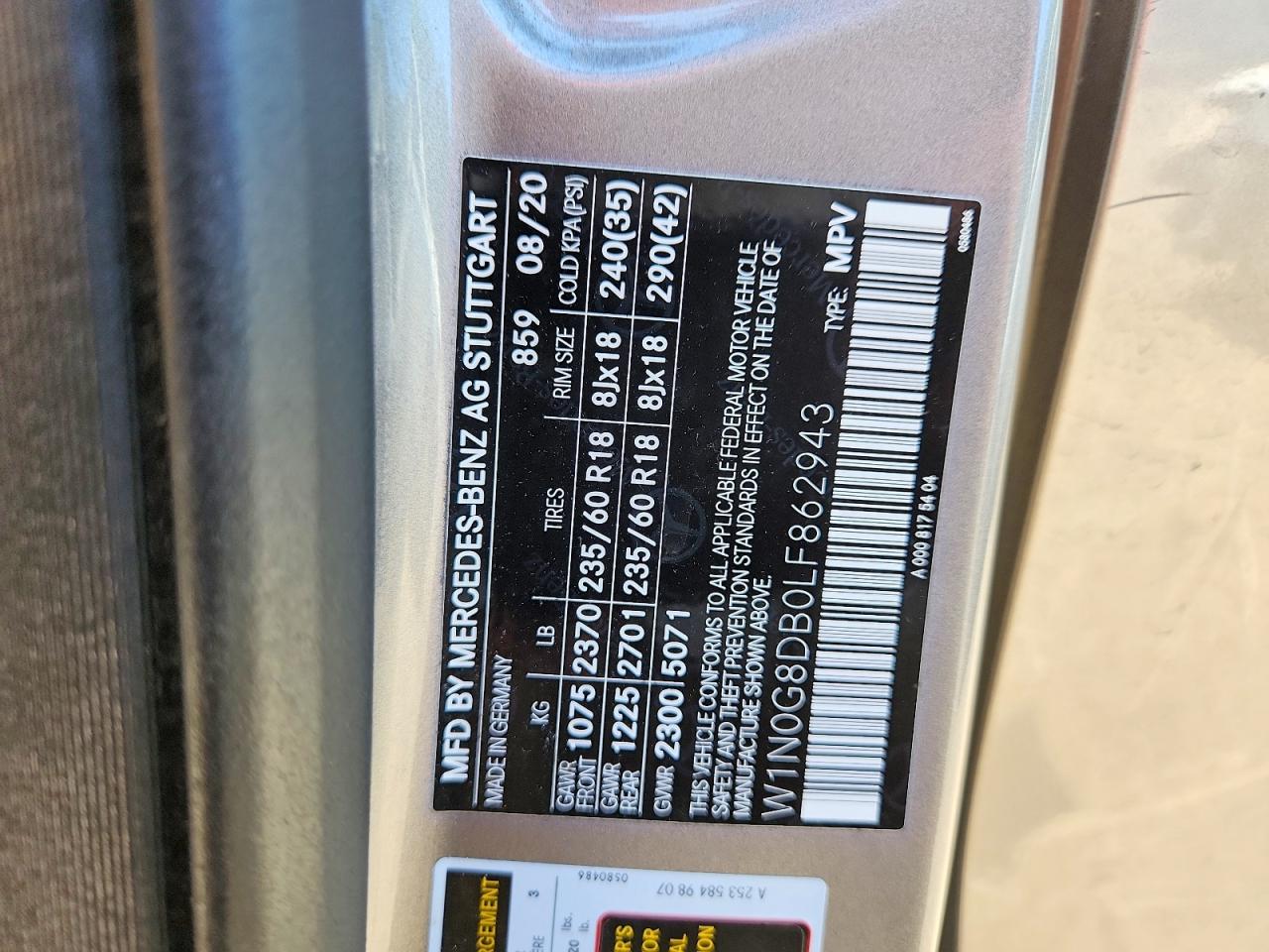 2020 Mercedes-benz Glc 300 Tan vin: W1N0G8DB0LF862943