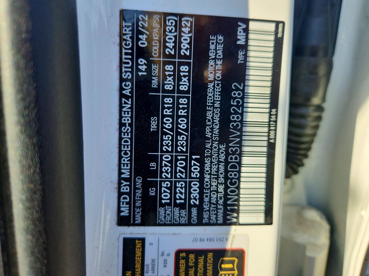 2022 Mercedes-benz Glc 300 White vin: W1N0G8DB3NV382582