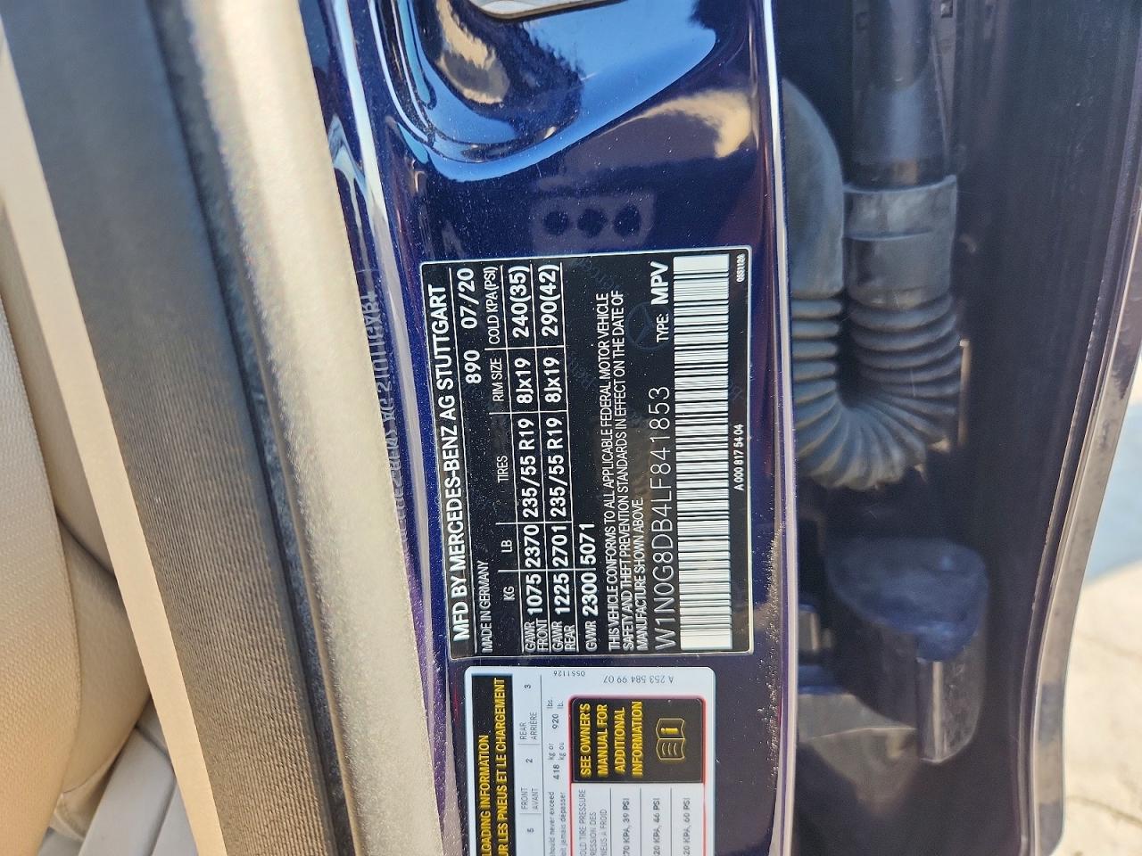 2020 Mercedes-benz Glc 300 300 Blue vin: W1N0G8DB4LF841853