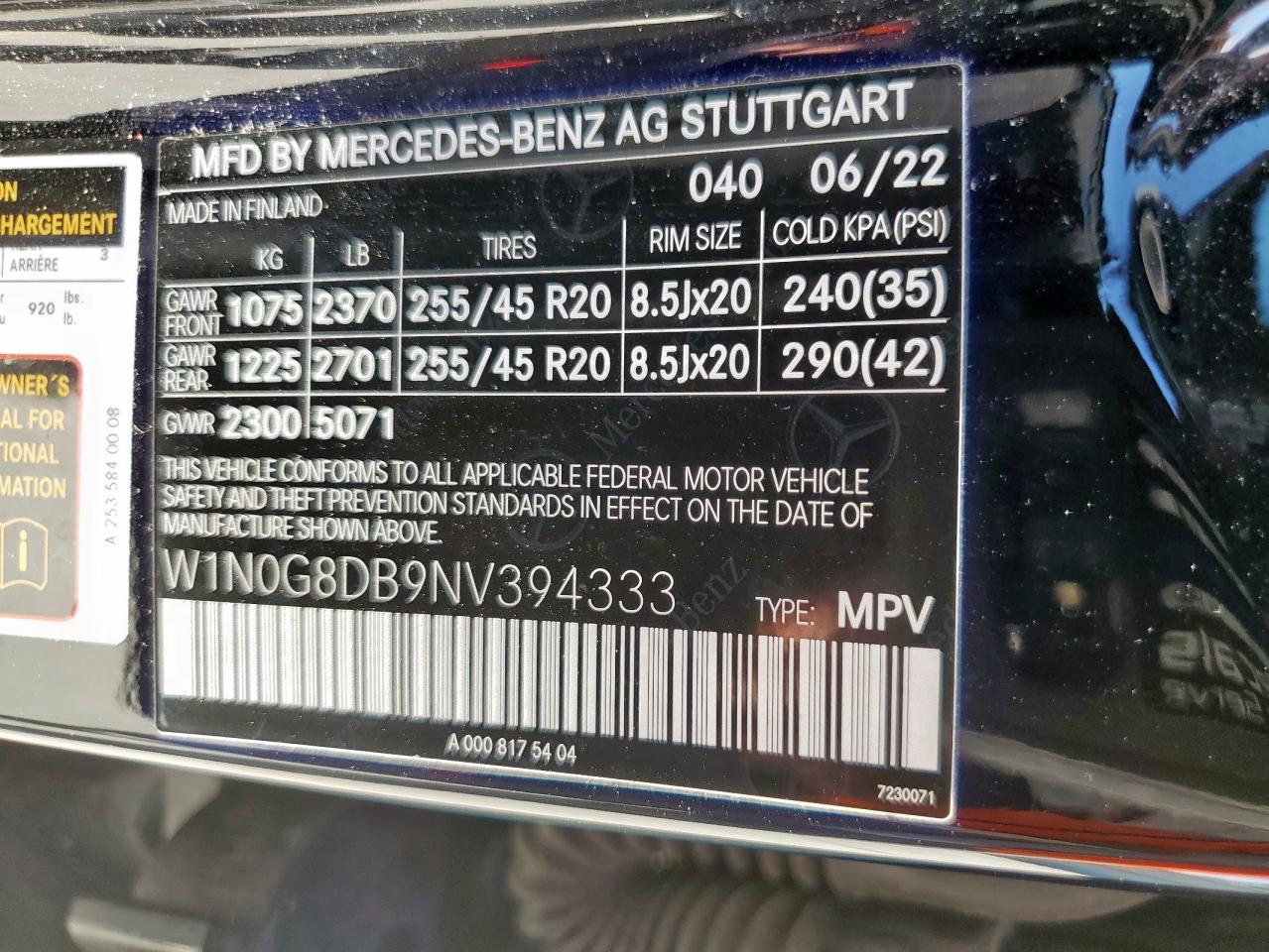 2022 Mercedes-benz Glc 300 Черный vin: W1N0G8DB9NV394333