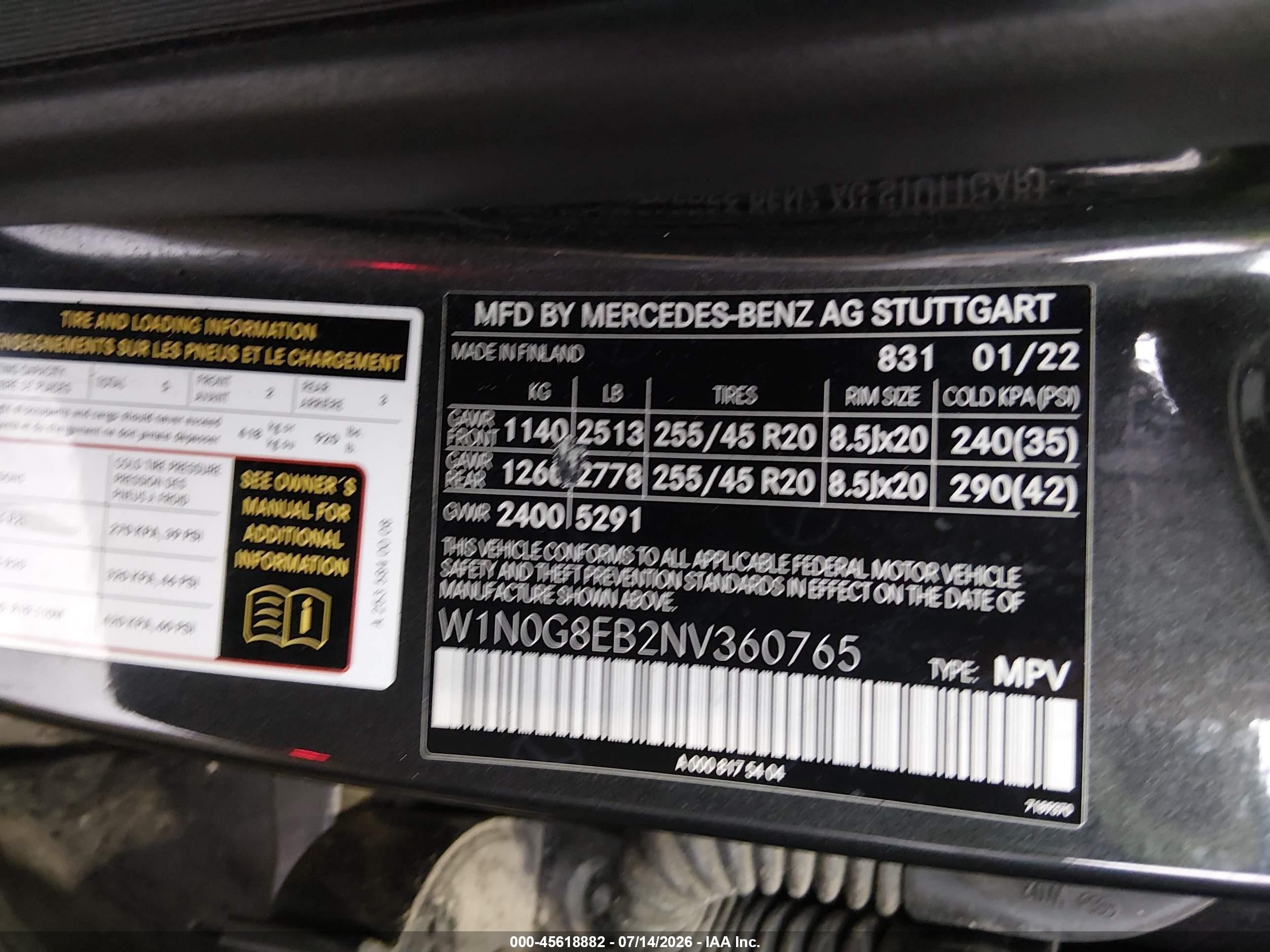 2022 Mercedes-benz Glc 300 4matic Suv Black vin: W1N0G8EB2NV360765