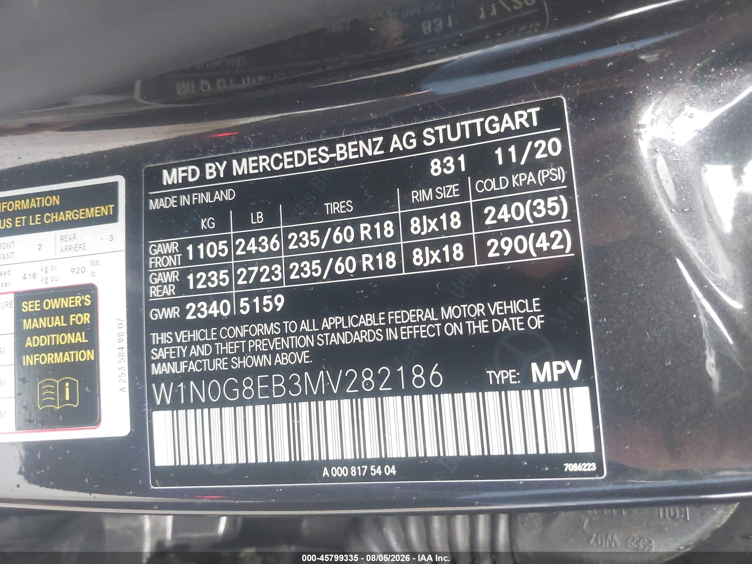 2021 Mercedes-benz Glc 300 4matic Suv Black vin: W1N0G8EB3MV282186