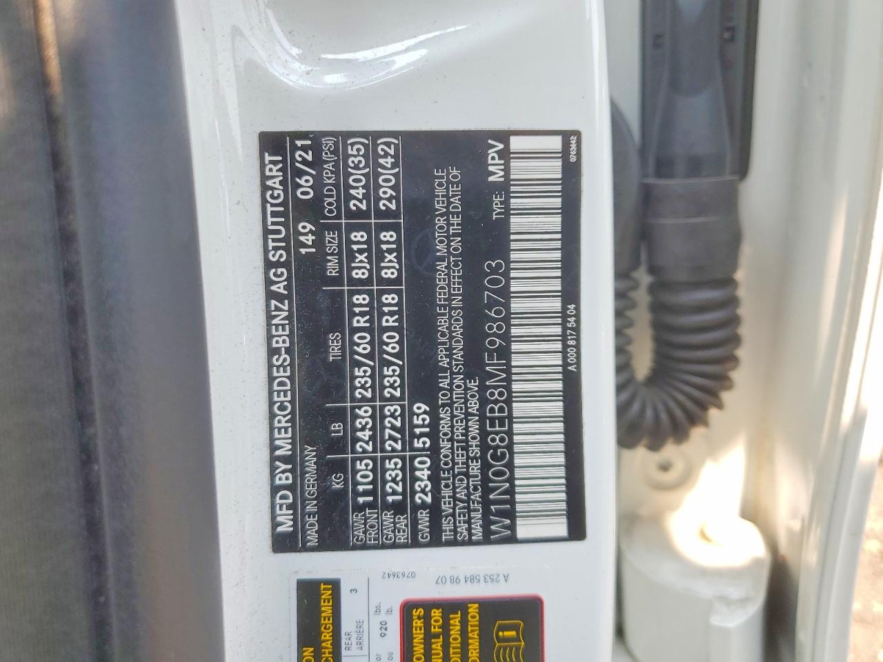 2021 Mercedes-benz Glc 300 4matic White vin: W1N0G8EB8MF986703
