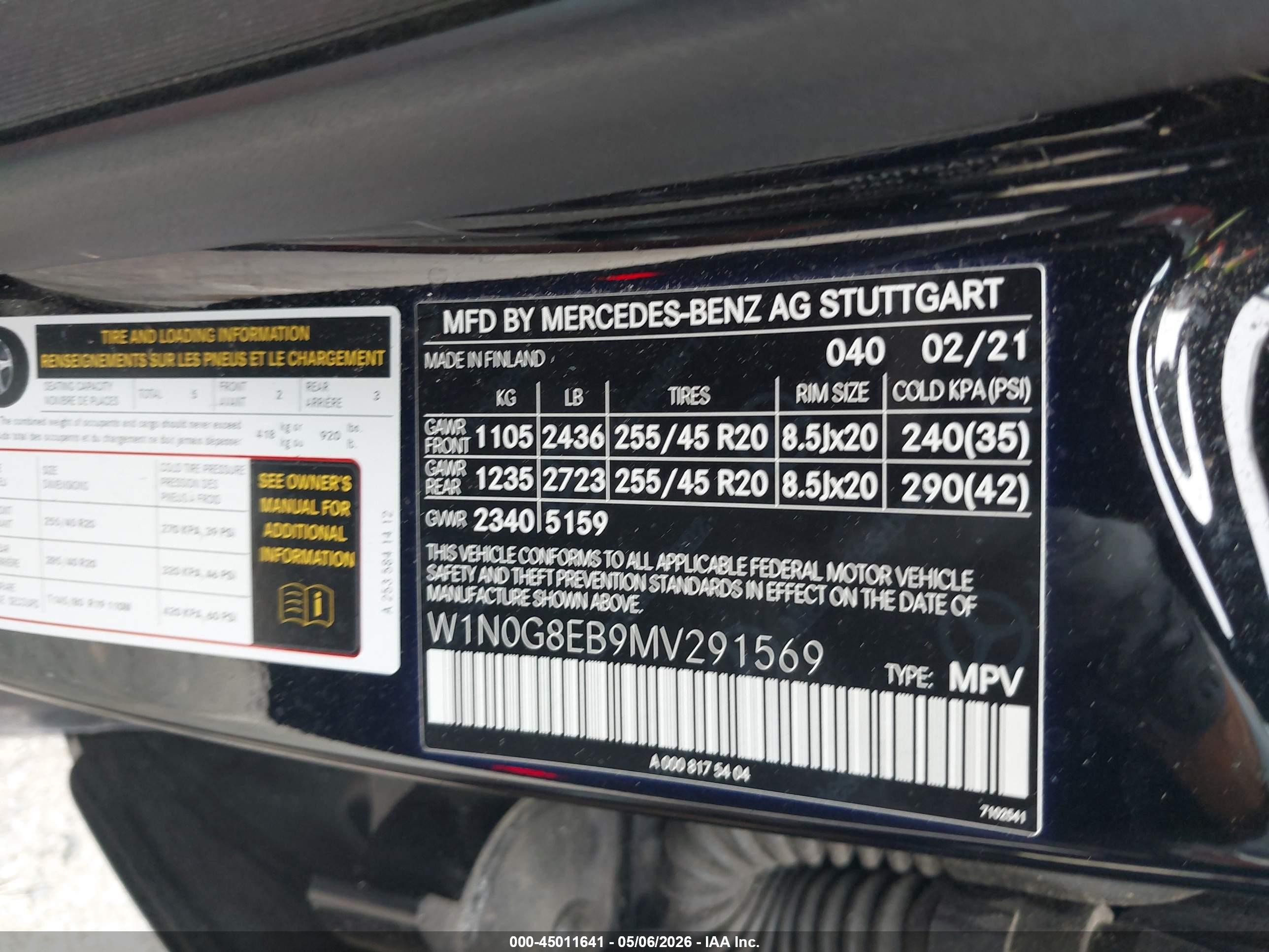 2021 Mercedes-benz Glc 300 4matic Suv Black vin: W1N0G8EB9MV291569
