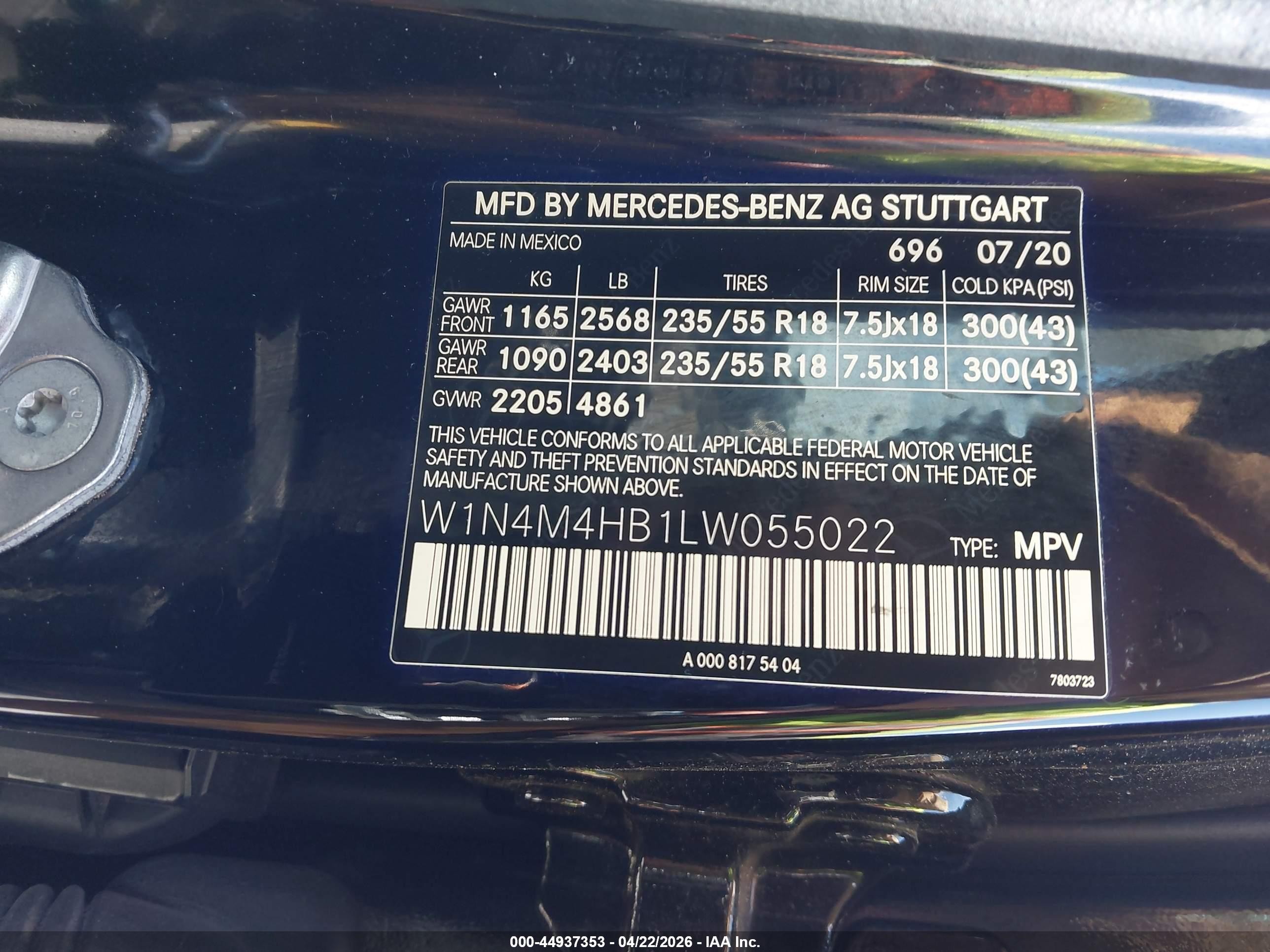 2020 Mercedes-benz Glb 250 4matic Черный vin: W1N4M4HB1LW055022