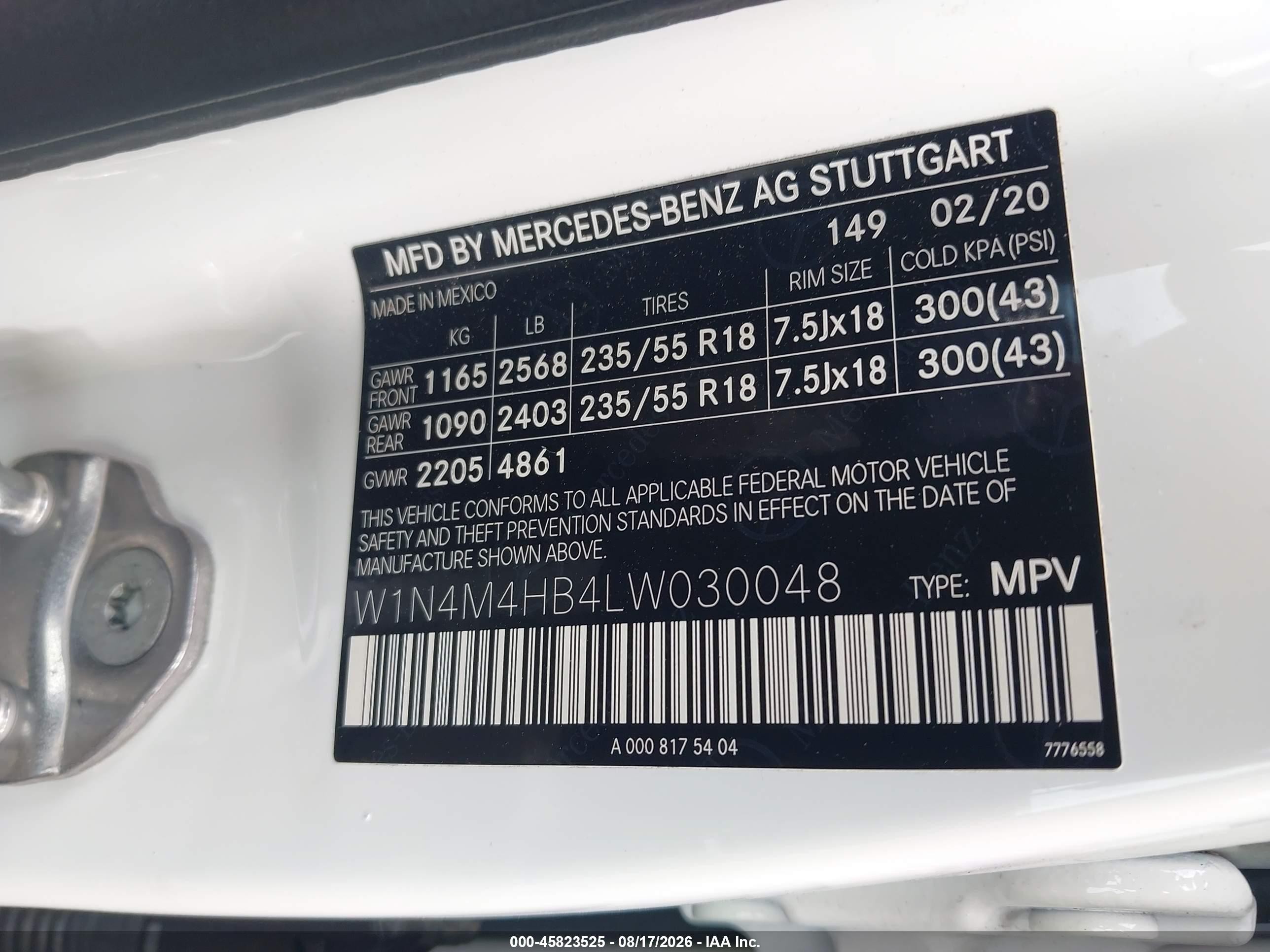2020 Mercedes-benz Glb 250 4matic White vin: W1N4M4HB4LW030048