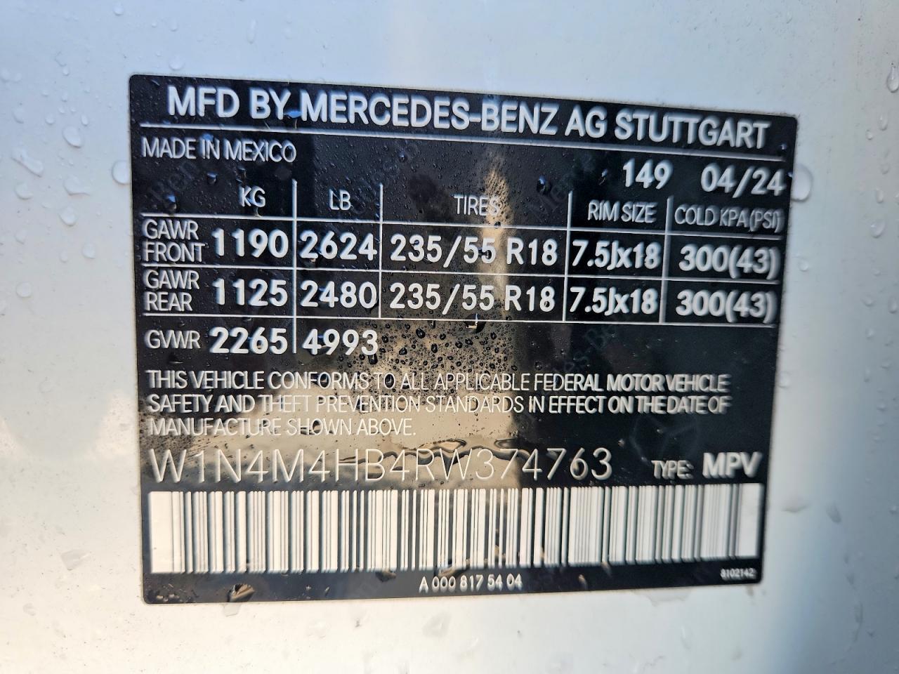2024 Mercedes-benz Glb 250 4matic White vin: W1N4M4HB4RW374763