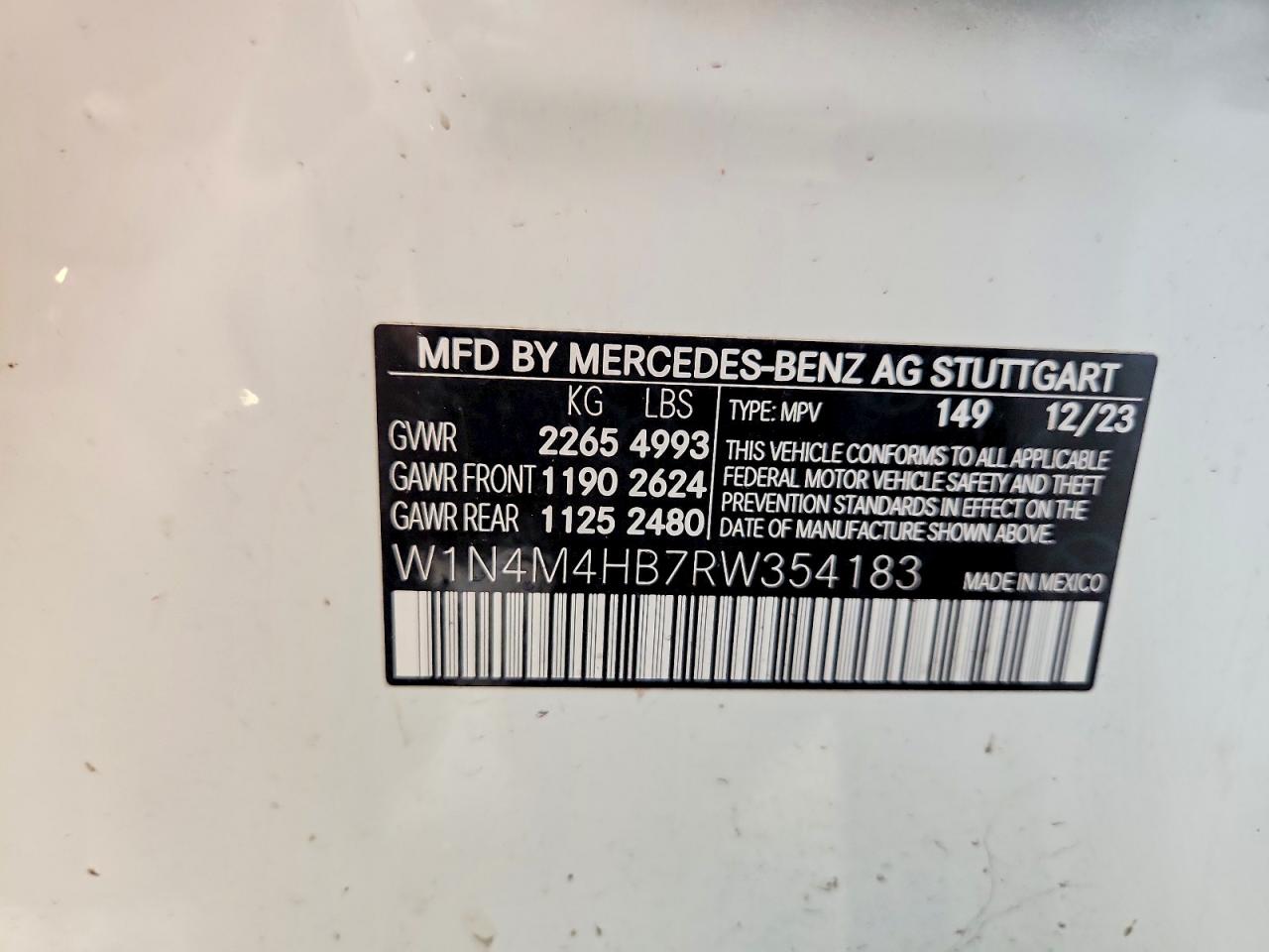 2024 Mercedes-benz Glb 250 4matic Белый vin: W1N4M4HB7RW354183