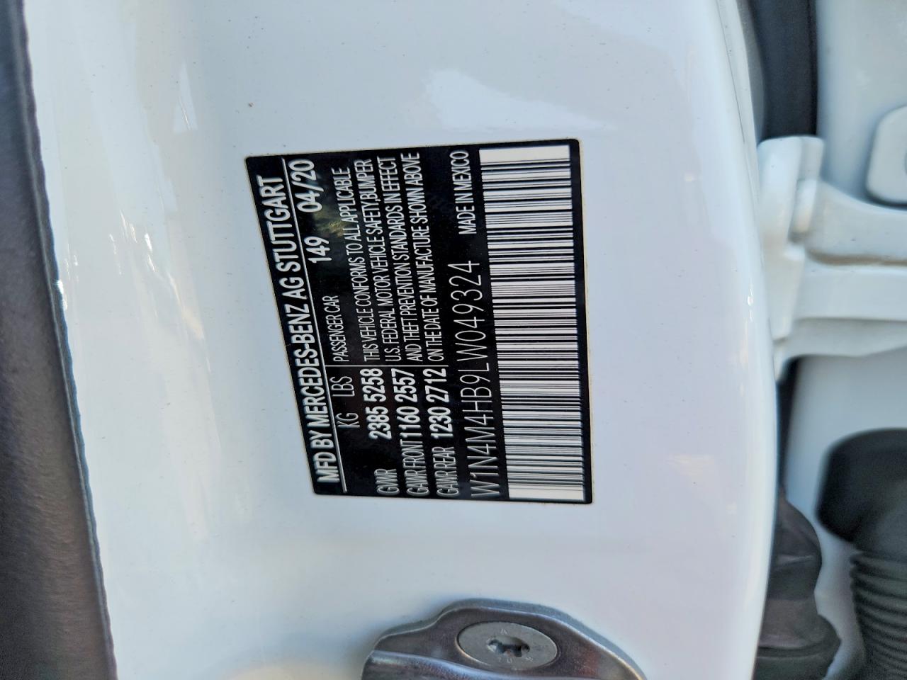 2020 Mercedes-benz Glb 250 4matic White vin: W1N4M4HB9LW049324