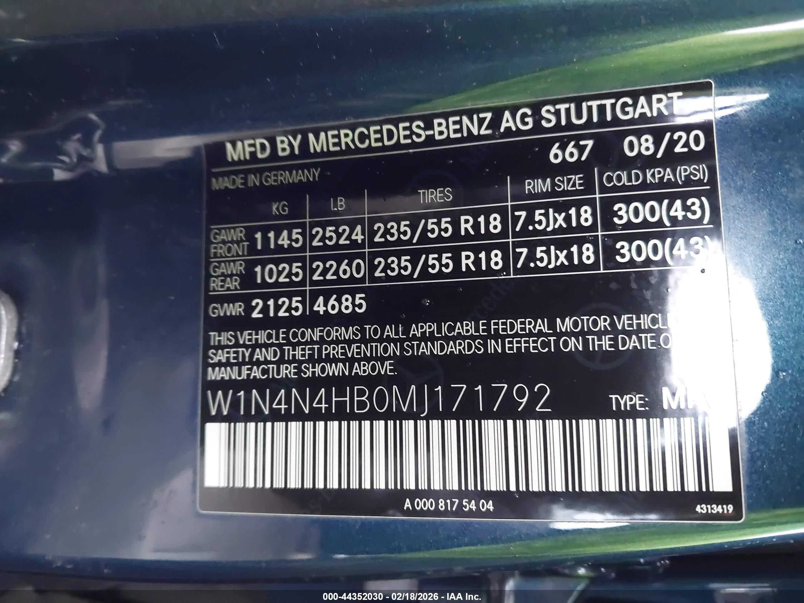 2021 Mercedes-benz Gla 250 4matic Синий vin: W1N4N4HB0MJ171792