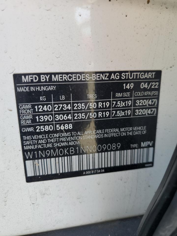 2022 Mercedes-benz Eqb 300 4matic White vin: W1N9M0KB1NN009089