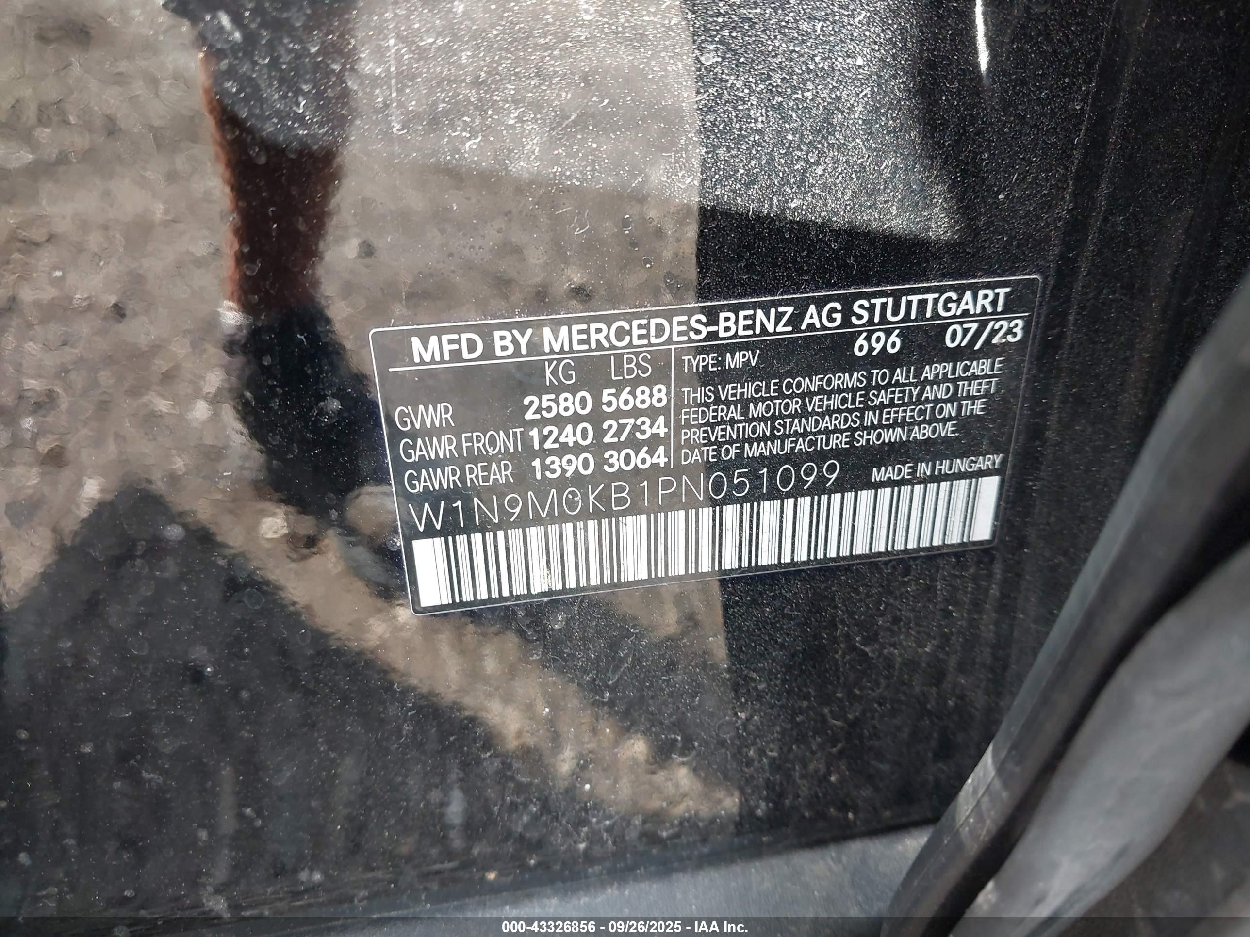2023 Mercedes-benz Eqb 300 Suv 4matic Black vin: W1N9M0KB1PN051099