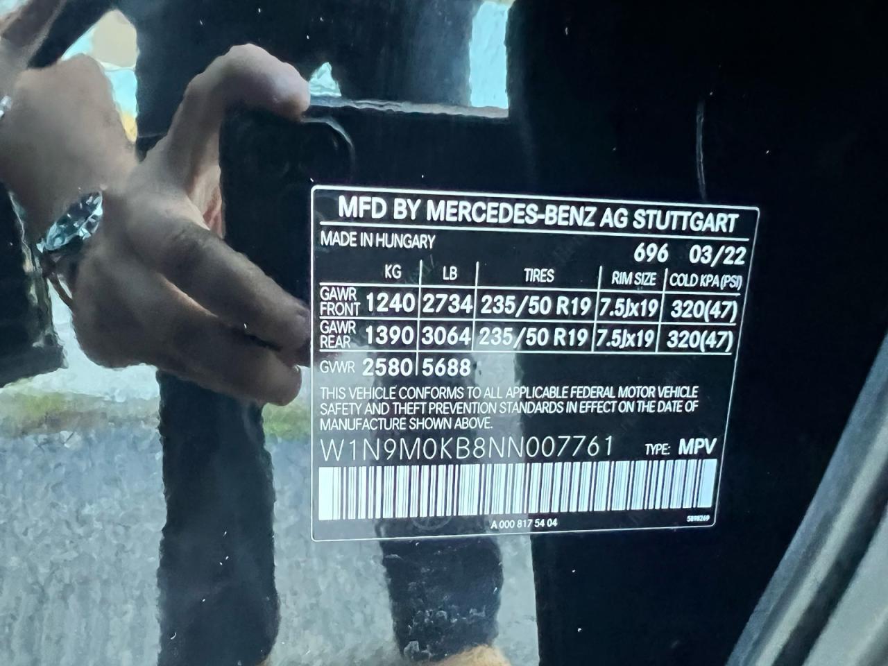 2022 Mercedes-benz Eqb 300 4matic Black vin: W1N9M0KB8NN007761