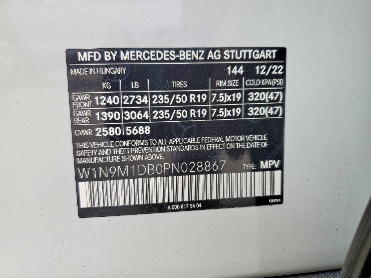 2023 Mercedes-benz Eqb 350 4matic White vin: W1N9M1DB0PN028867