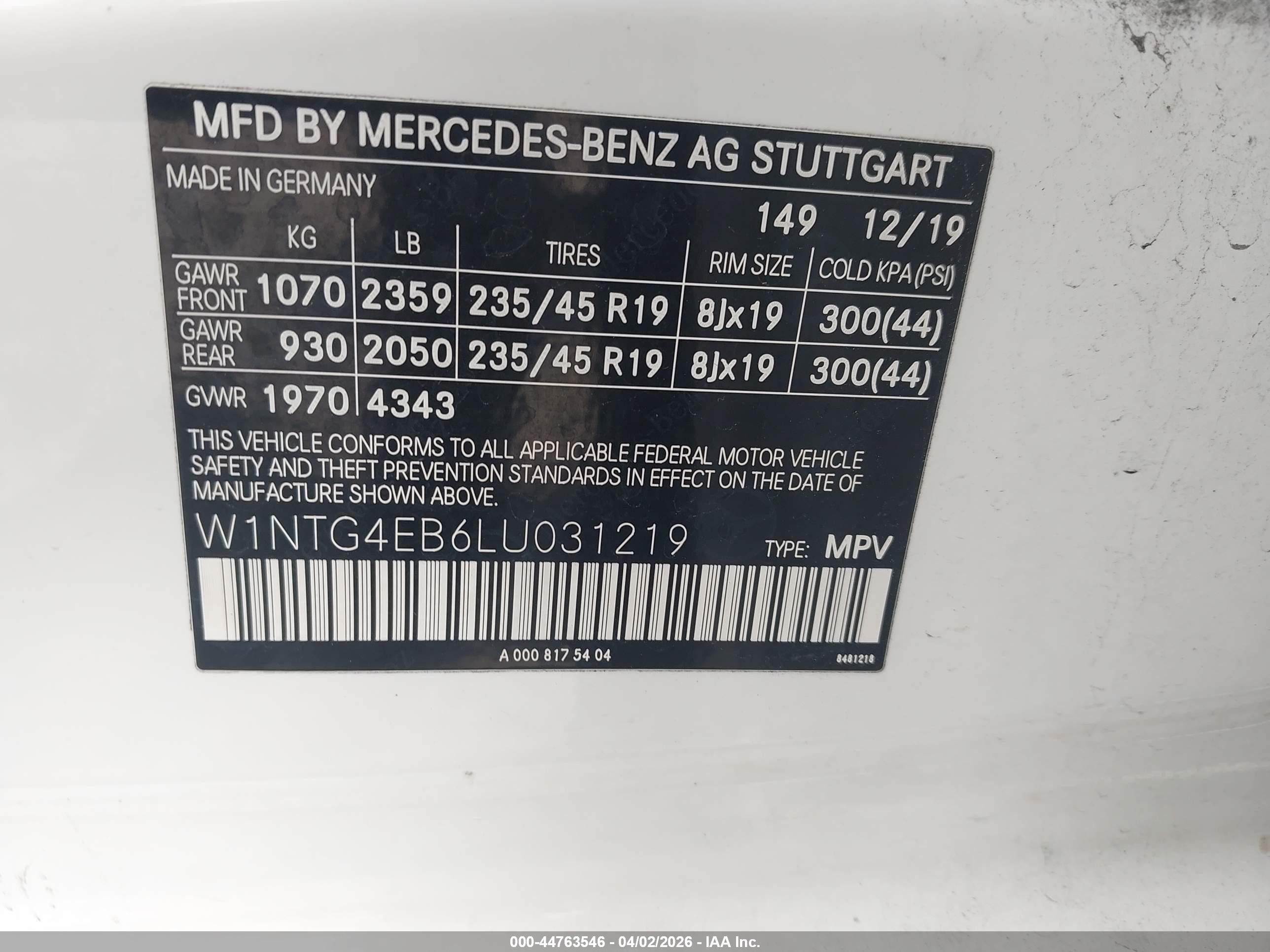 2020 Mercedes-benz Gla 250   White vin: W1NTG4EB6LU031219