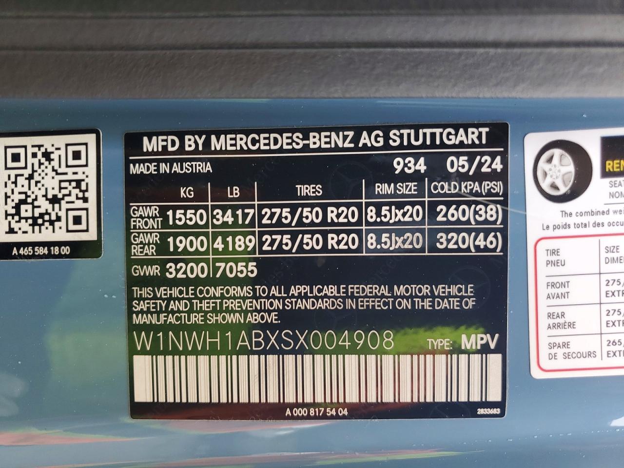 2025 Mercedes-benz G 550 Blue vin: W1NWH1ABXSX004908