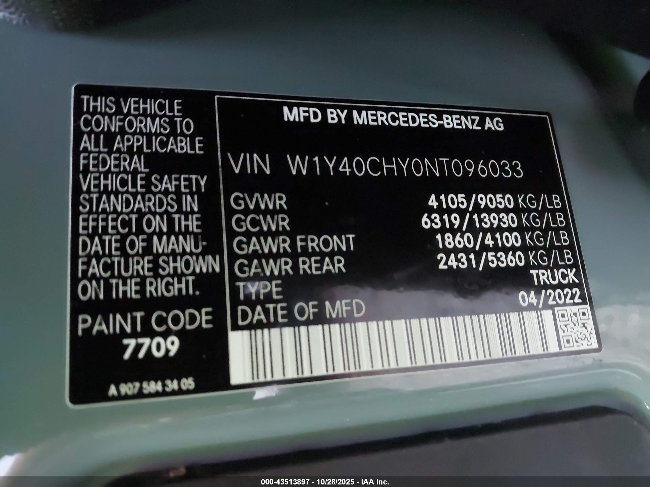 2022 Mercedes-benz Sprinter 2500 High Roof I4 Gray vin: W1Y40CHY0NT096033