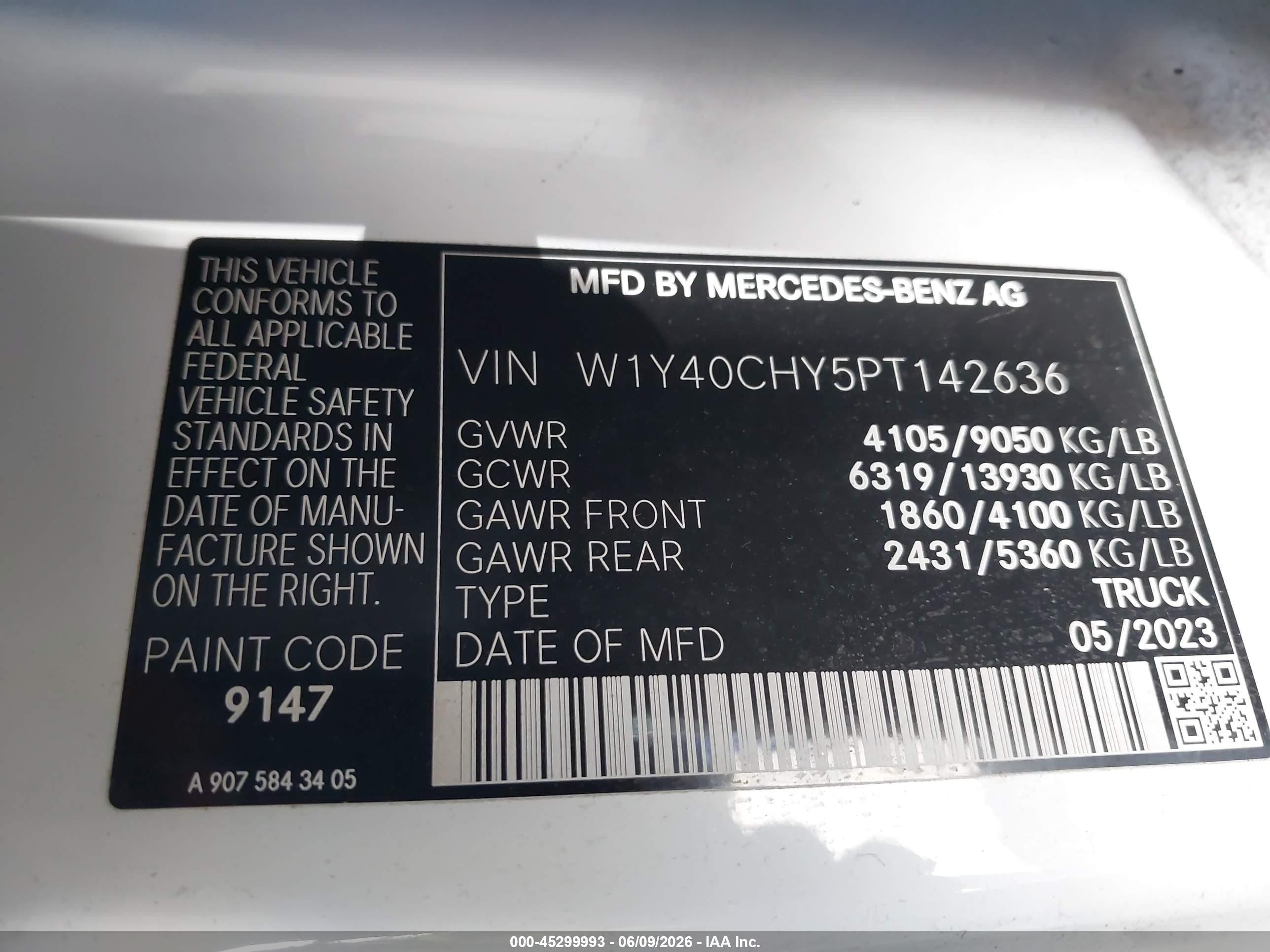 2023 Mercedes-benz Sprinter 2500 High Roof 4-cyl Gas Белый vin: W1Y40CHY5PT142636