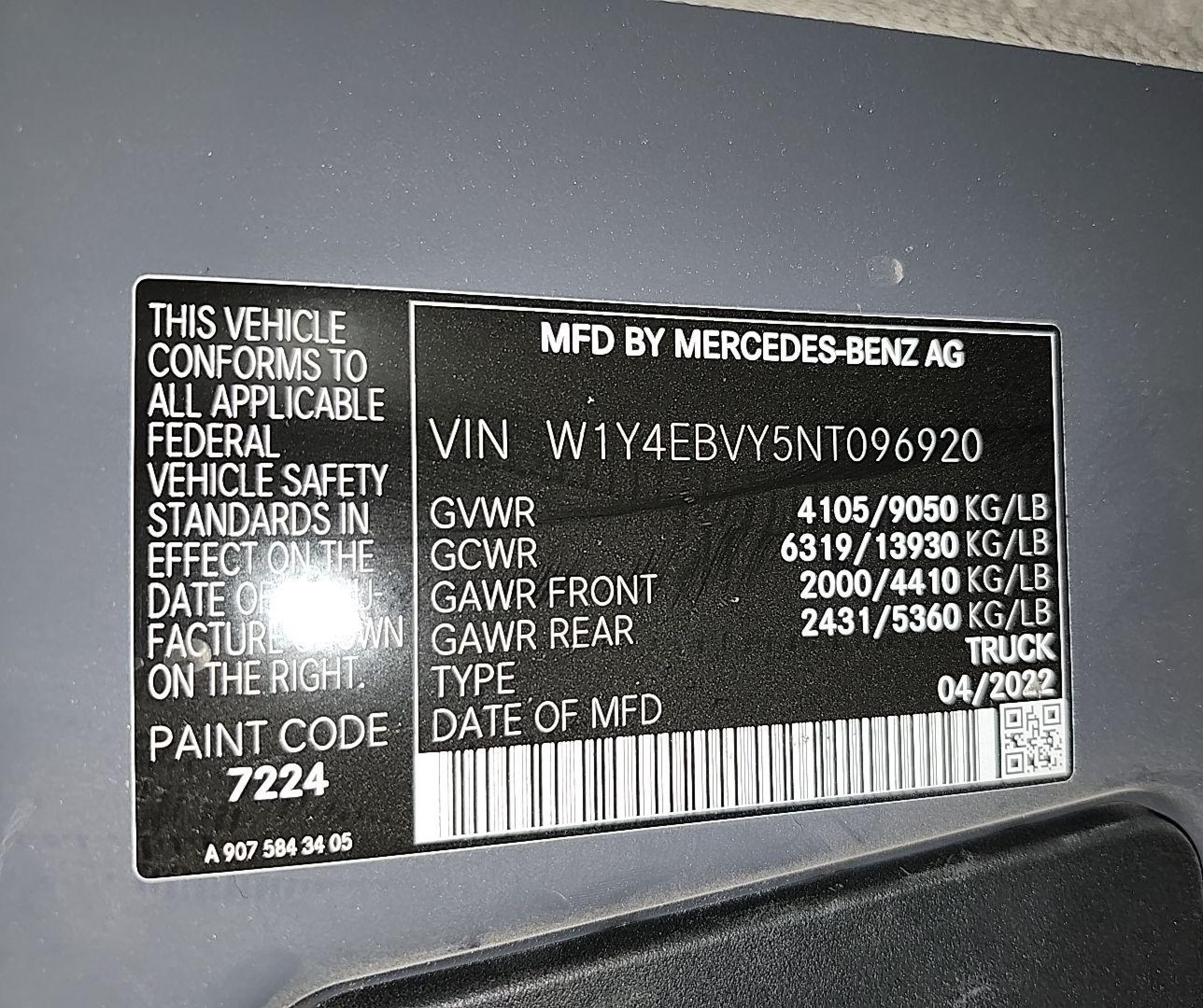 2022 Mercedes-benz Sprinter 2500 Standard Roof V6 vin: W1Y4EBVY5NT096920