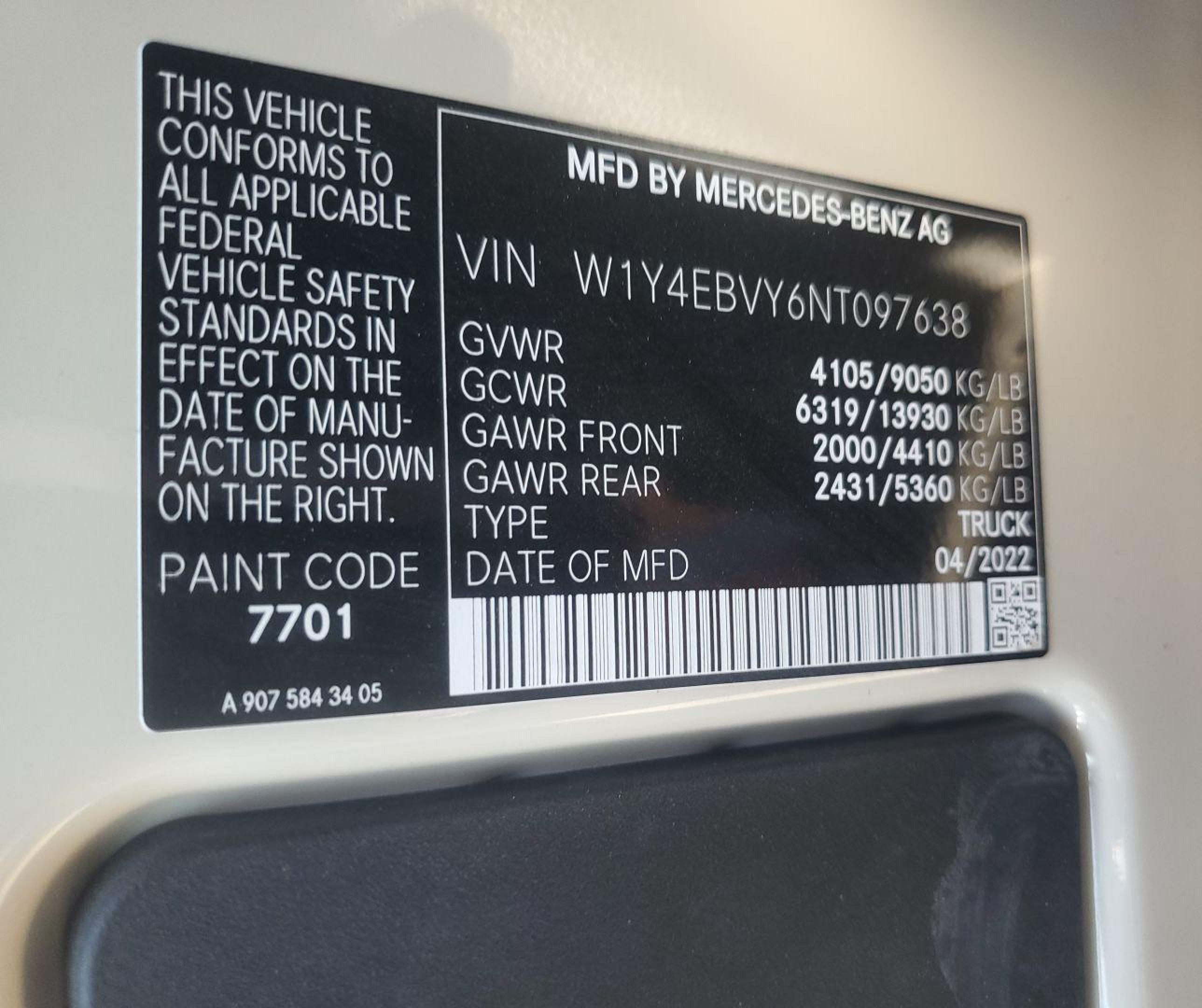 2022 Mercedes-benz Sprinter 2500 Standard Roof V6 vin: W1Y4EBVY6NT097638